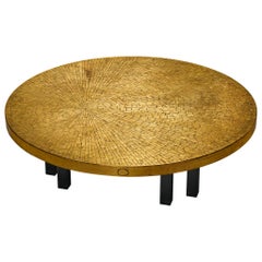 Jean Claude Dresse Mosaic Coffee Table in Brass