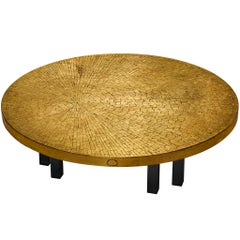 Jean Claude Dresse Mosaic Coffee Table in Brass