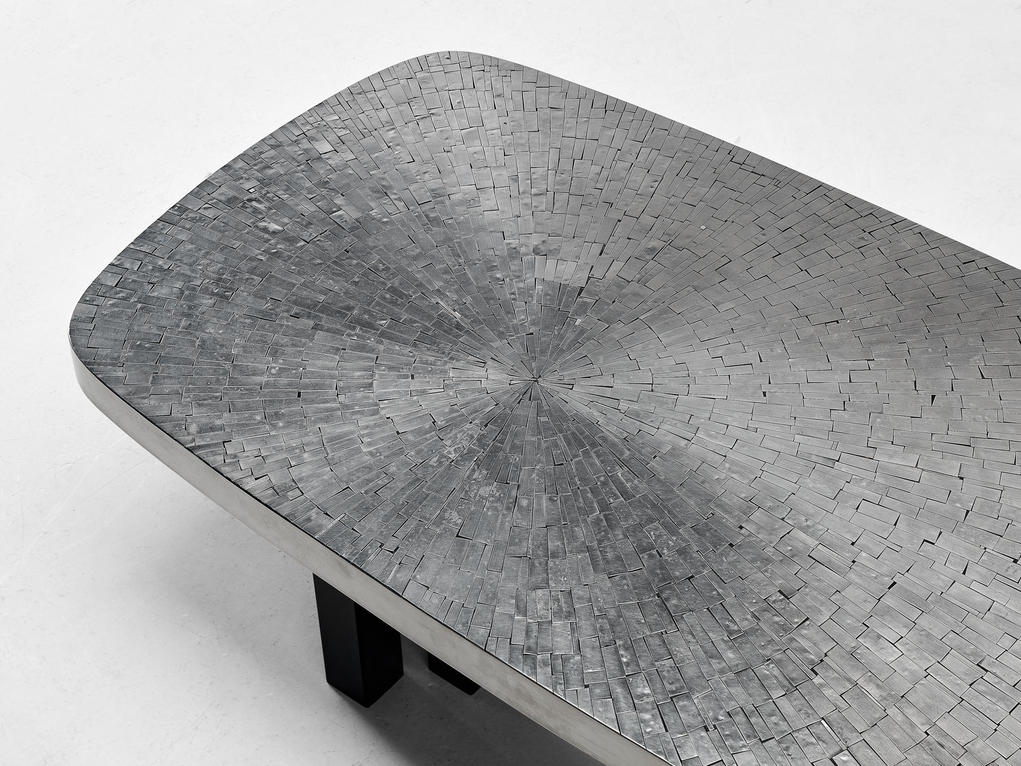 Jean Claude Dresse Mosaic Coffee Table in Stainless Steel  For Sale 1