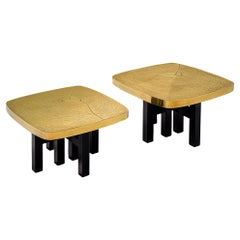Retro Jean Claude Dresse Pair of Side Tables in Brass 