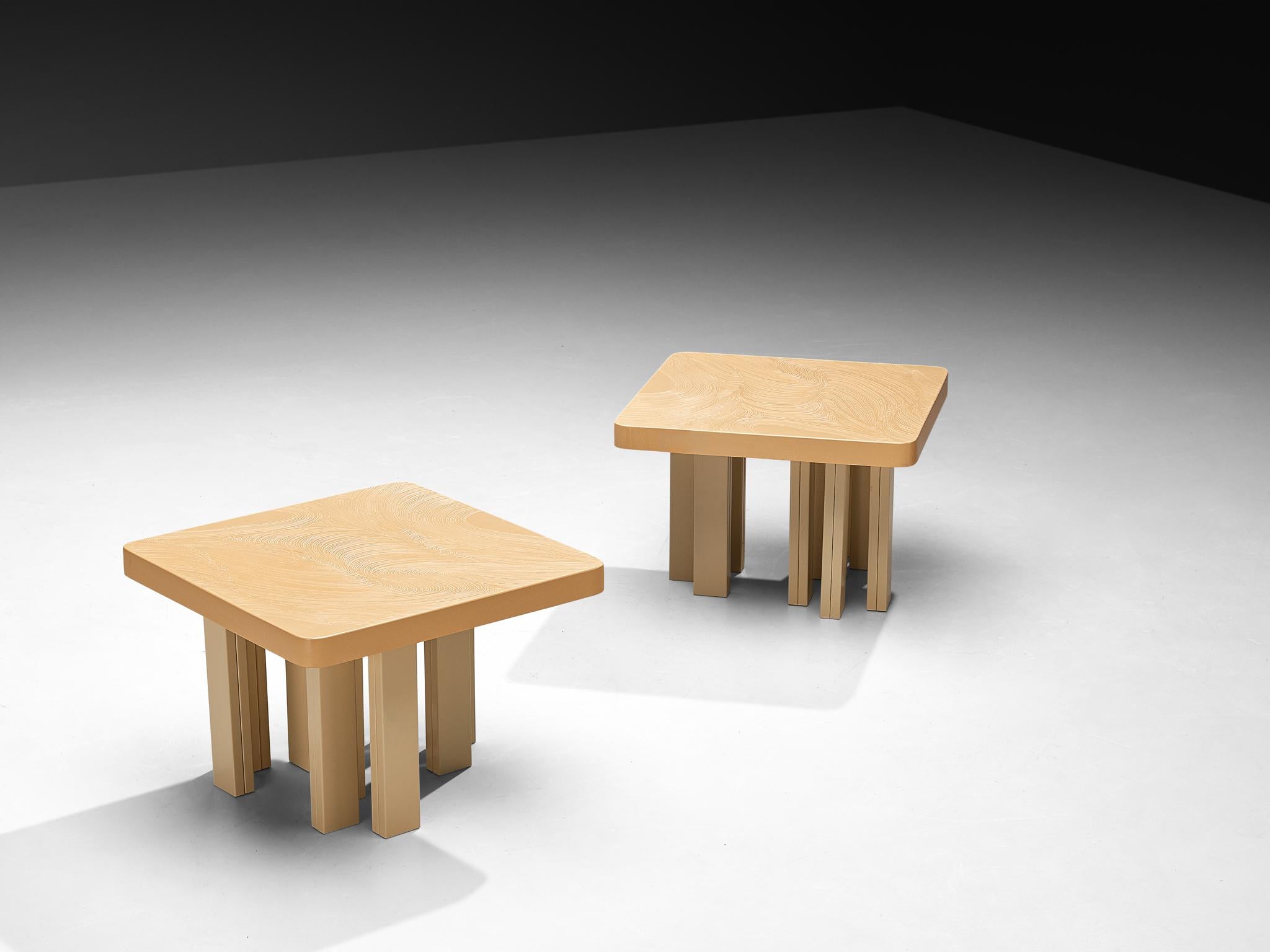 Jean Claude Dresse Pair of Side Tables in Off-White Resin In Good Condition For Sale In Waalwijk, NL