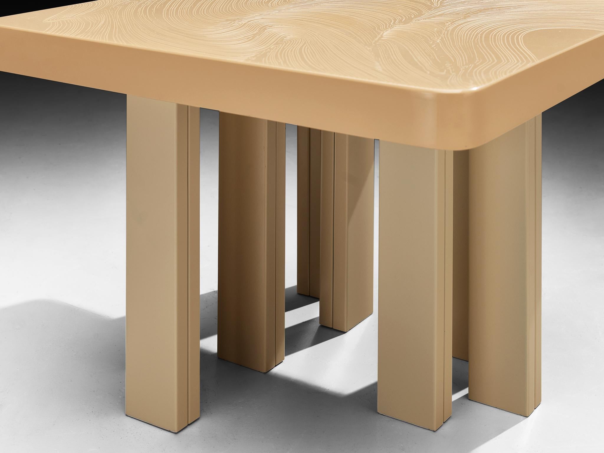 Steel Jean Claude Dresse Pair of Side Tables in Off-White Resin For Sale
