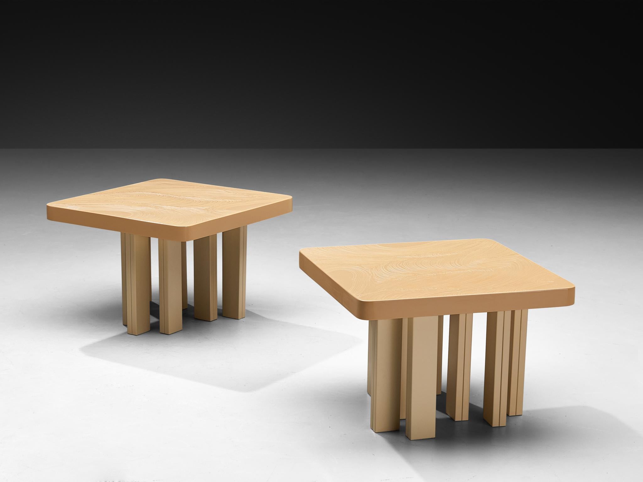 Jean Claude Dresse Pair of Side Tables in Off-White Resin For Sale 1