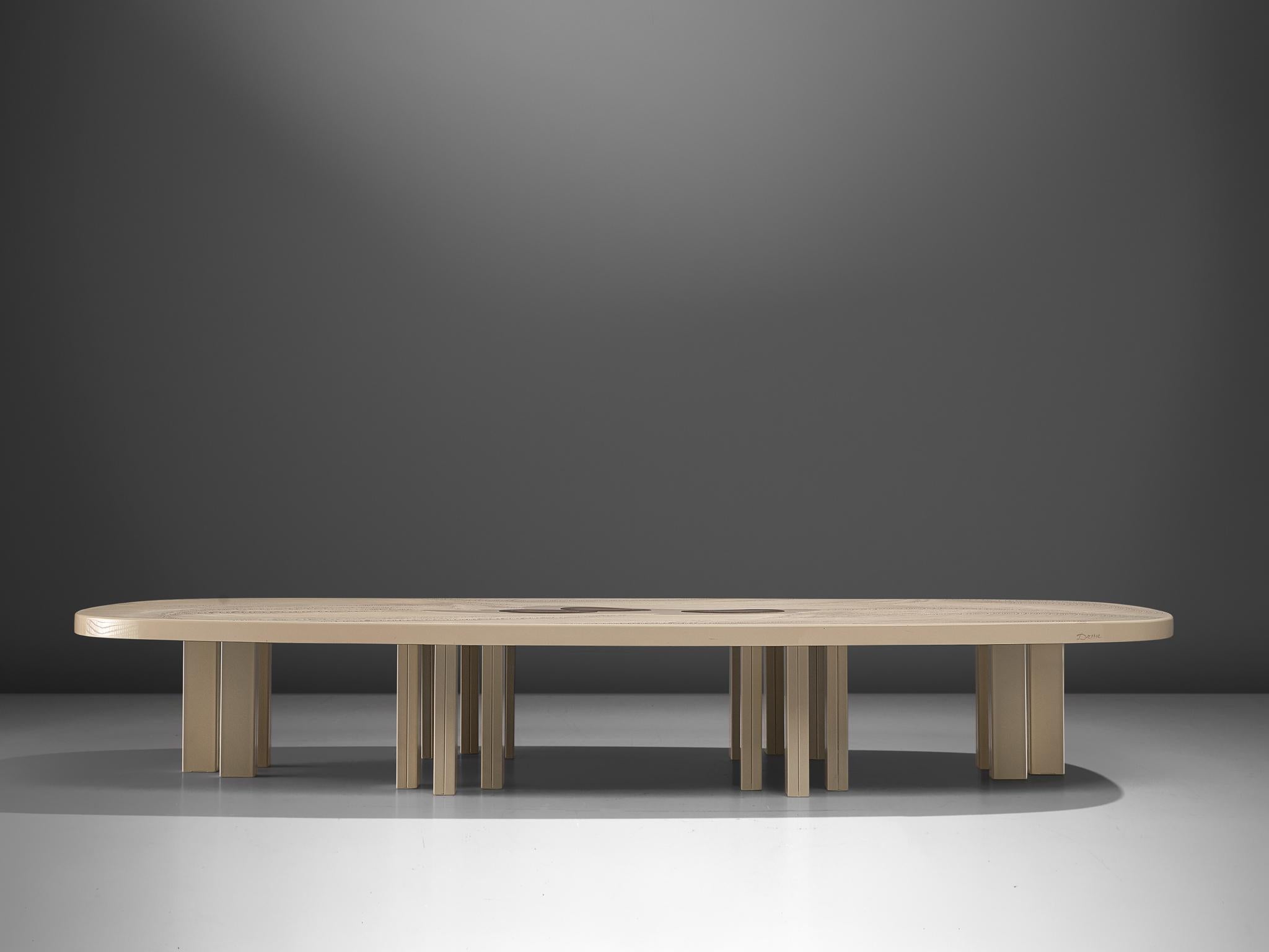 Jean Claude Dresse Resin Coffee Table Inlayed with Agate In Good Condition In Waalwijk, NL
