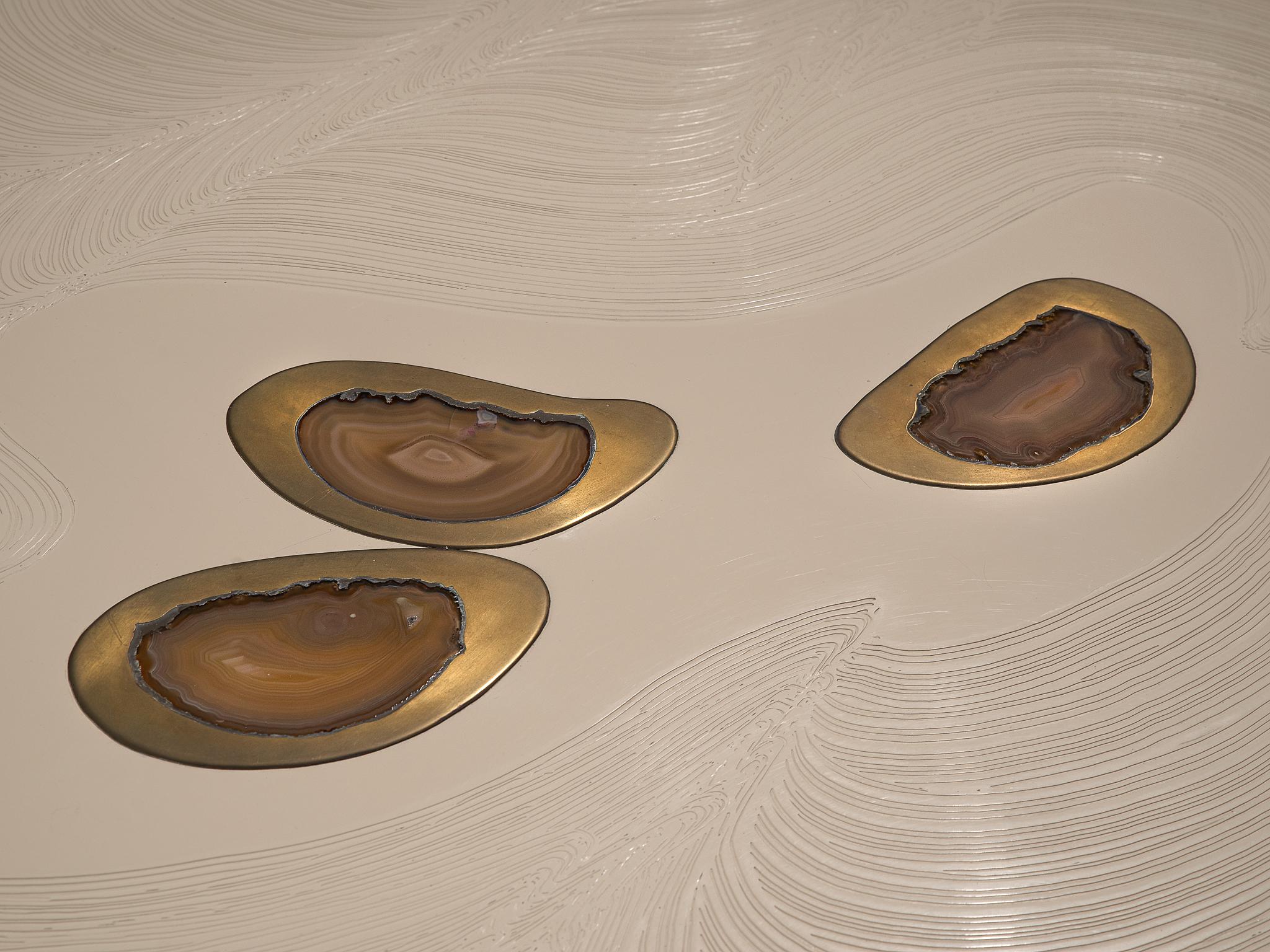 Late 20th Century Jean Claude Dresse Resin Coffee Table Inlayed with Agate