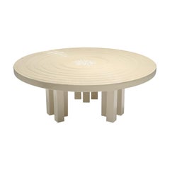 Jean Claude Dresse Round Sculpted Resin Coffee Table with Inlayed Bone