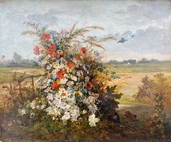 nature morte florale exubérante dans un paysage rustique
