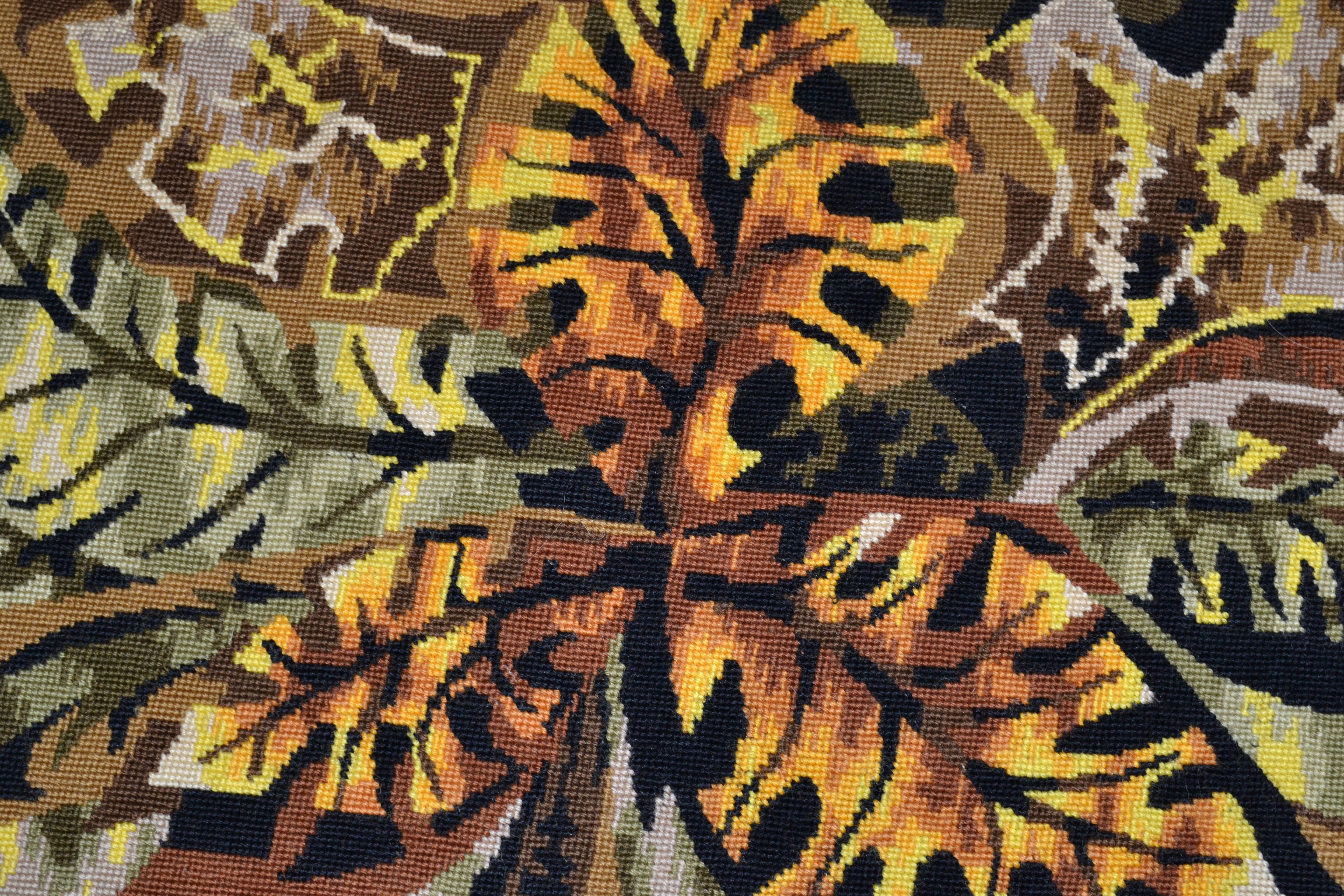 Mid-Century Modern Jean-Claude Duprez Handwoven French Wool & Cotton Tapestry Fall Leaves 1960