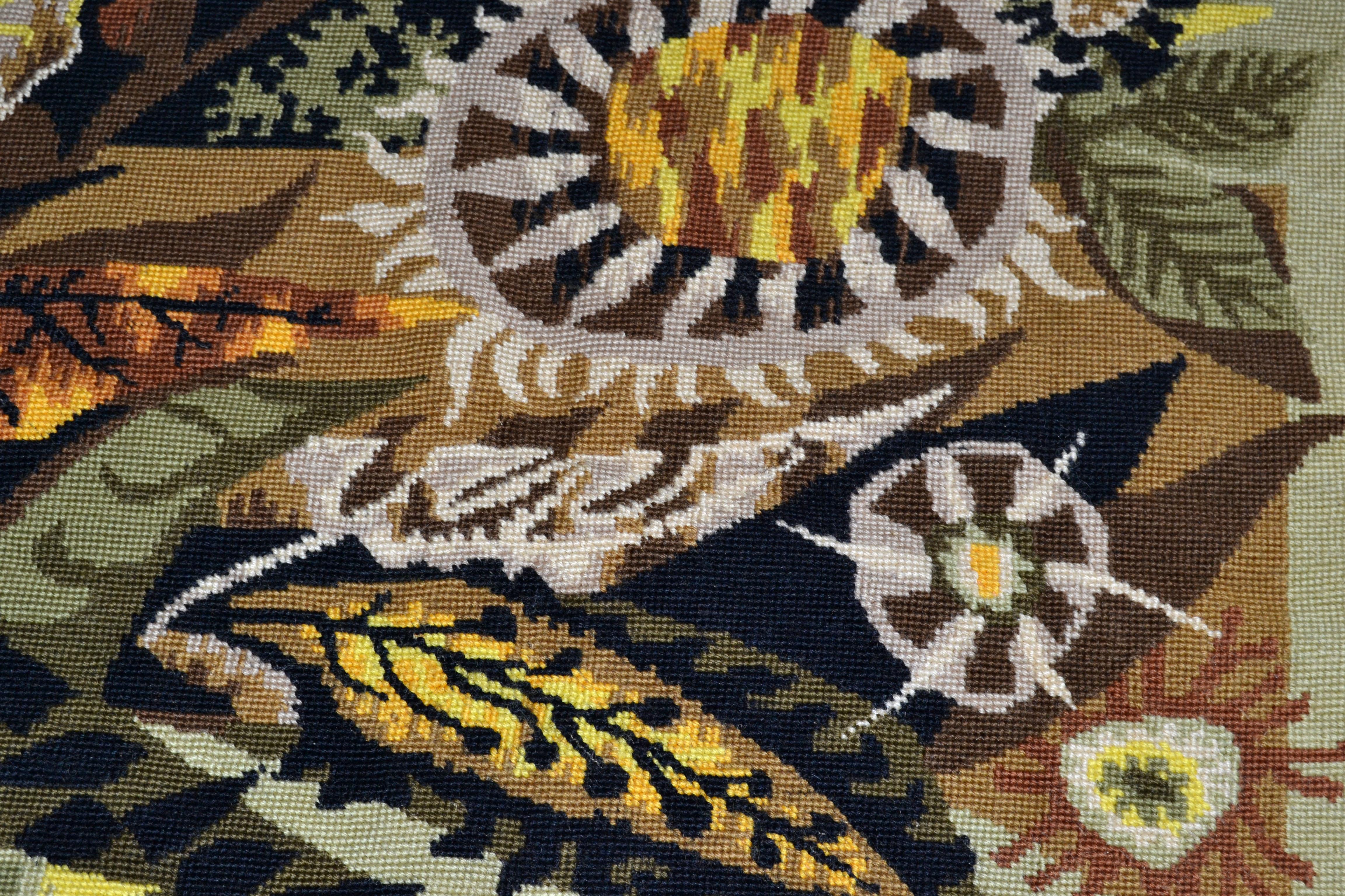 Hand-Woven Jean-Claude Duprez Handwoven French Wool & Cotton Tapestry Fall Leaves 1960