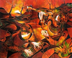 "Au Soleil Levant", Jean-Claude Gaugy, huile sur toile, 80x96, Contemporary, Music