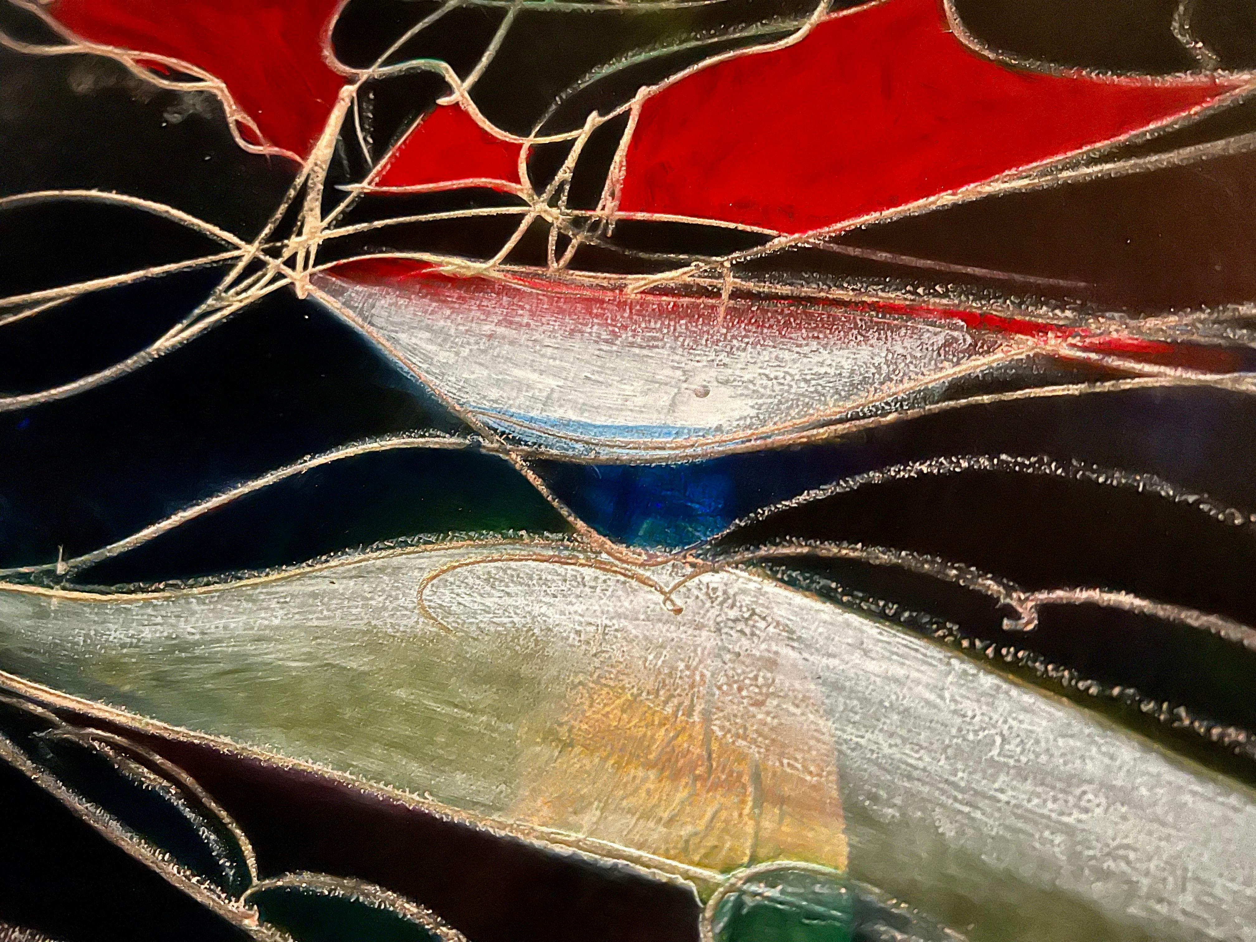 Grande pittura ad olio espressionista intagliata a mano su pannello di Wood Jean-Claude Gaugy in vendita 9