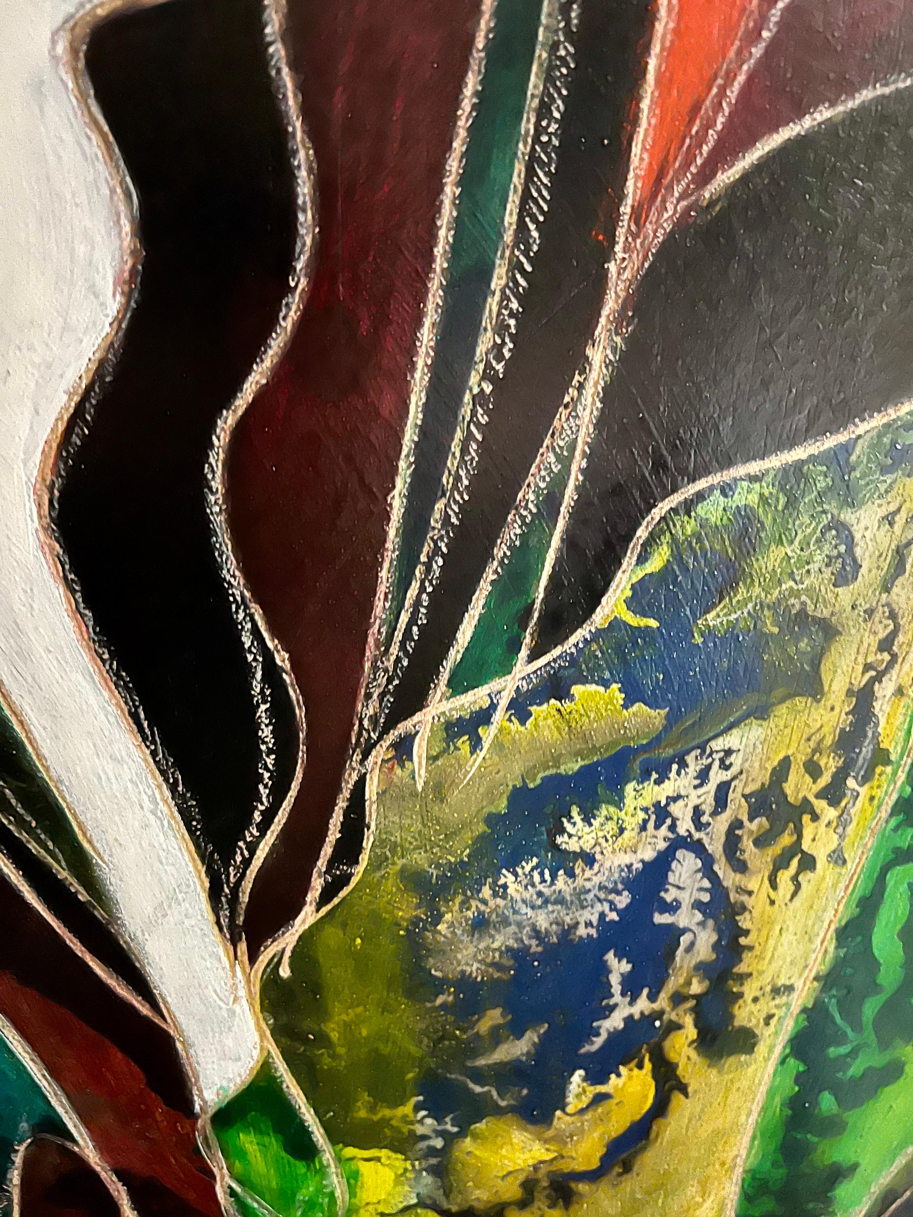 Grande pittura ad olio espressionista intagliata a mano su pannello di Wood Jean-Claude Gaugy in vendita 10