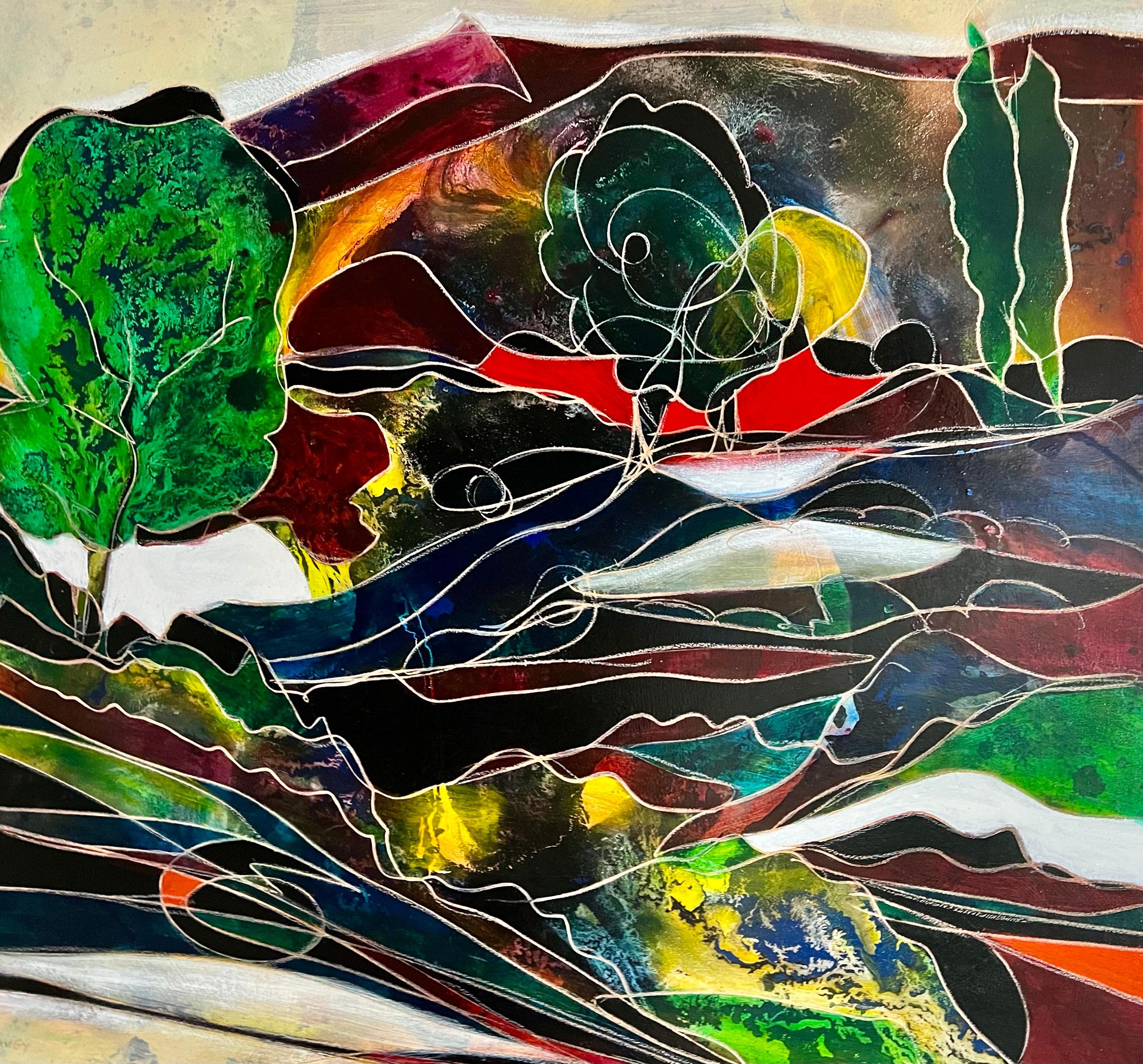 Grande pittura ad olio espressionista intagliata a mano su pannello di Wood Jean-Claude Gaugy in vendita 2