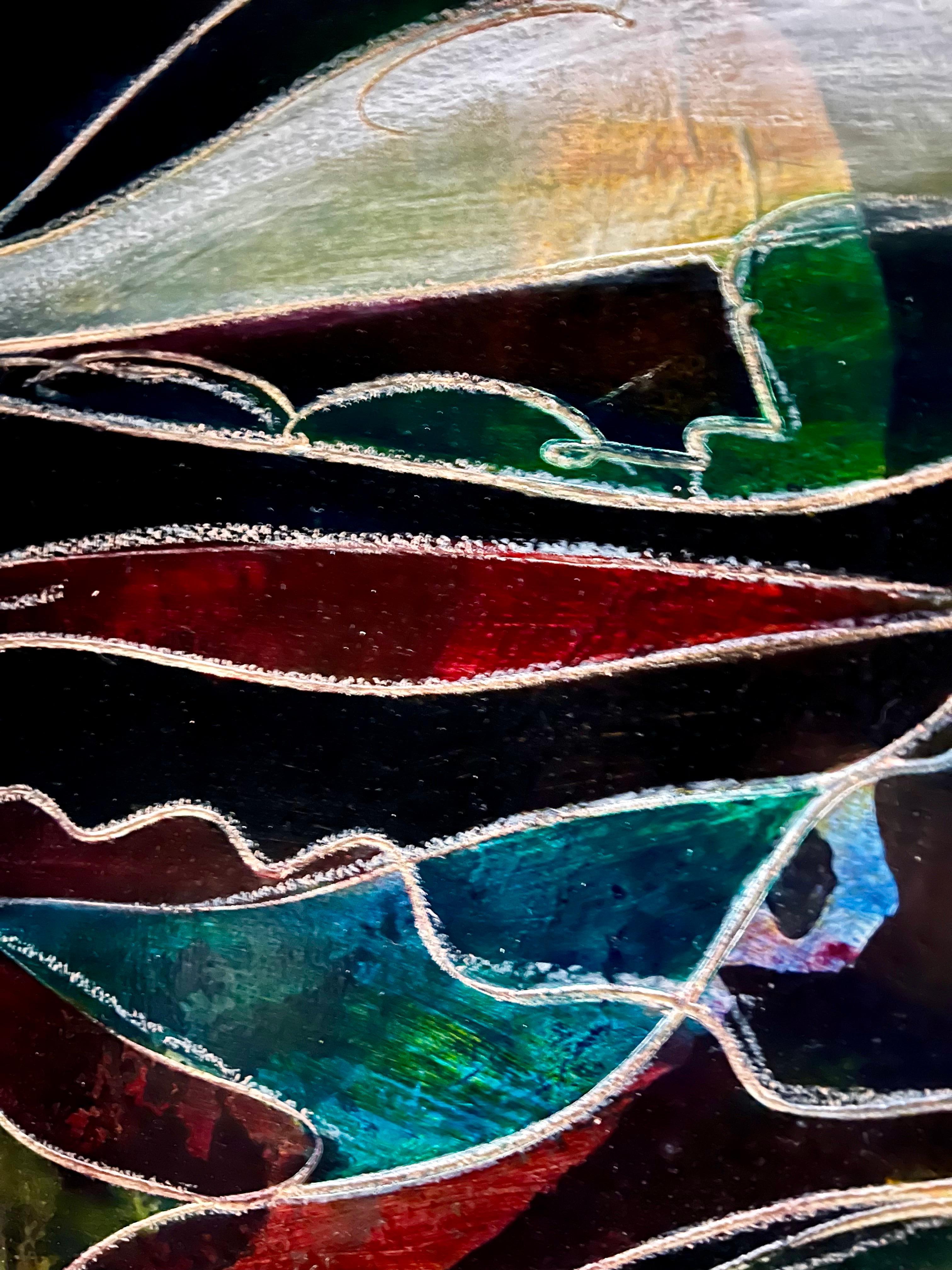 Grande pittura ad olio espressionista intagliata a mano su pannello di Wood Jean-Claude Gaugy in vendita 7