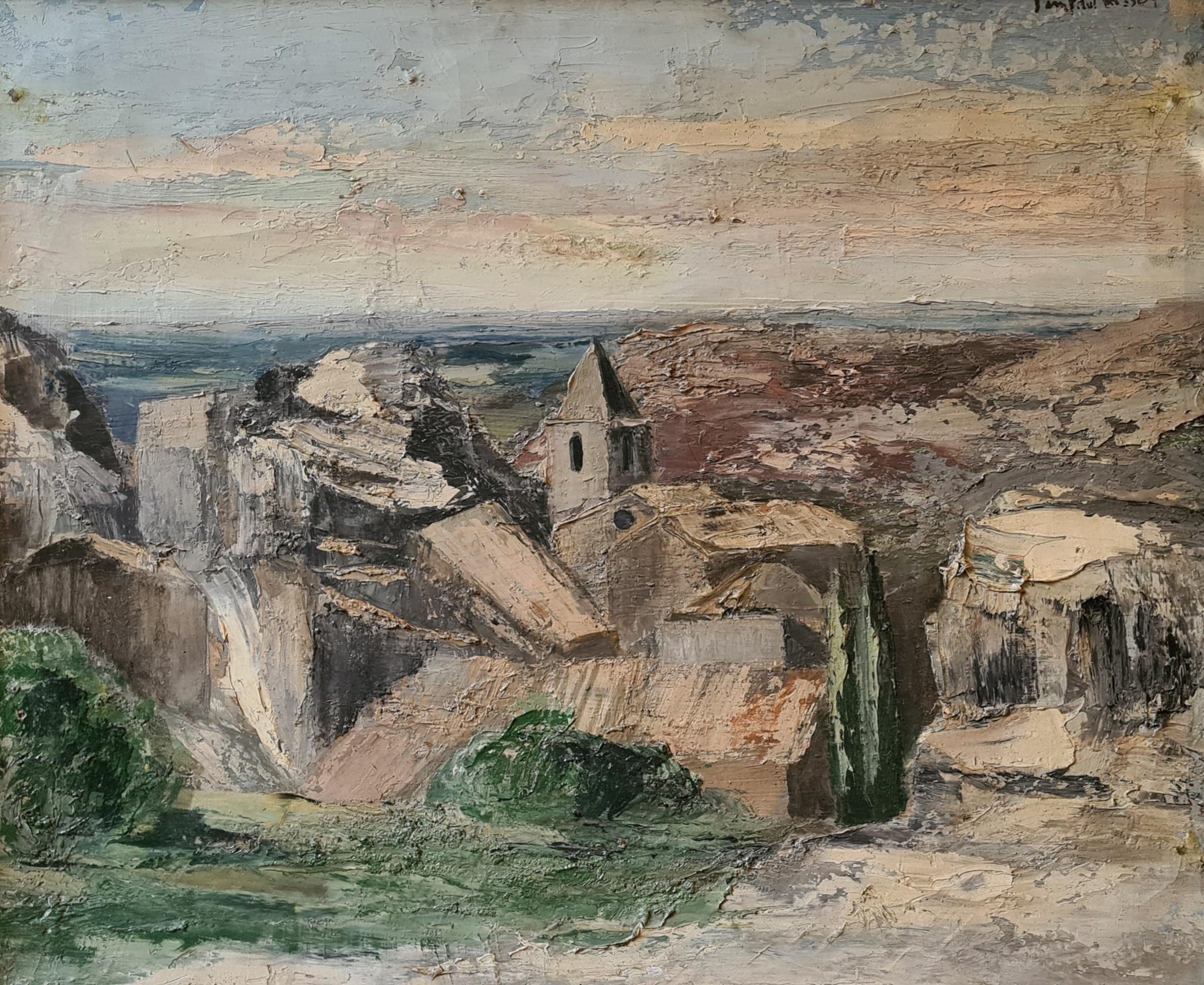 French Mid Century Impressionist Landscape, 'Les Baux de Provence' - Painting by Jean-Claude Imbert