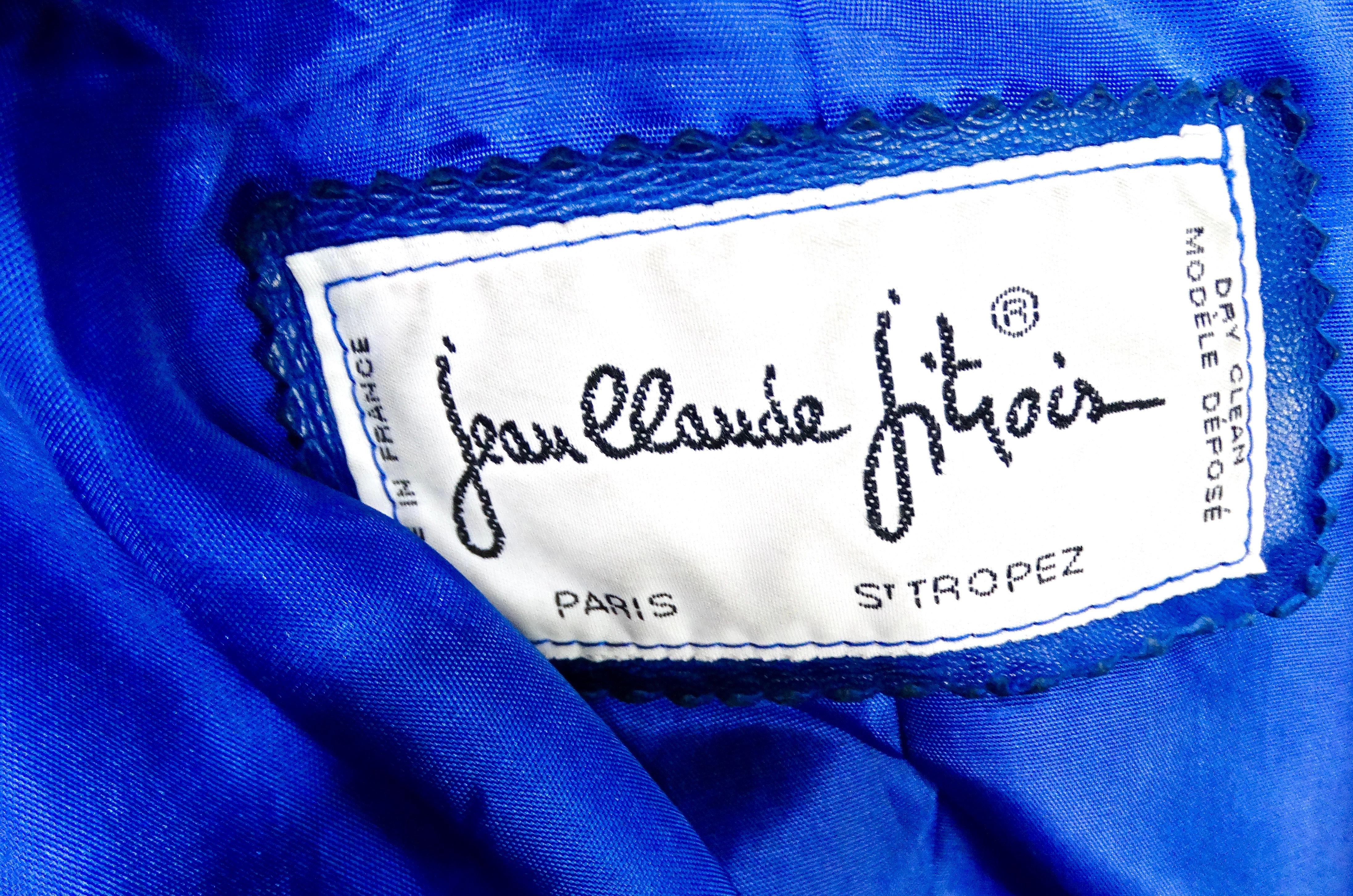 Jean Claude Jitoris CUSTOM MADE Manteau en cuir et fourrure de renard bleu cobalt circa 1990 en vente 8
