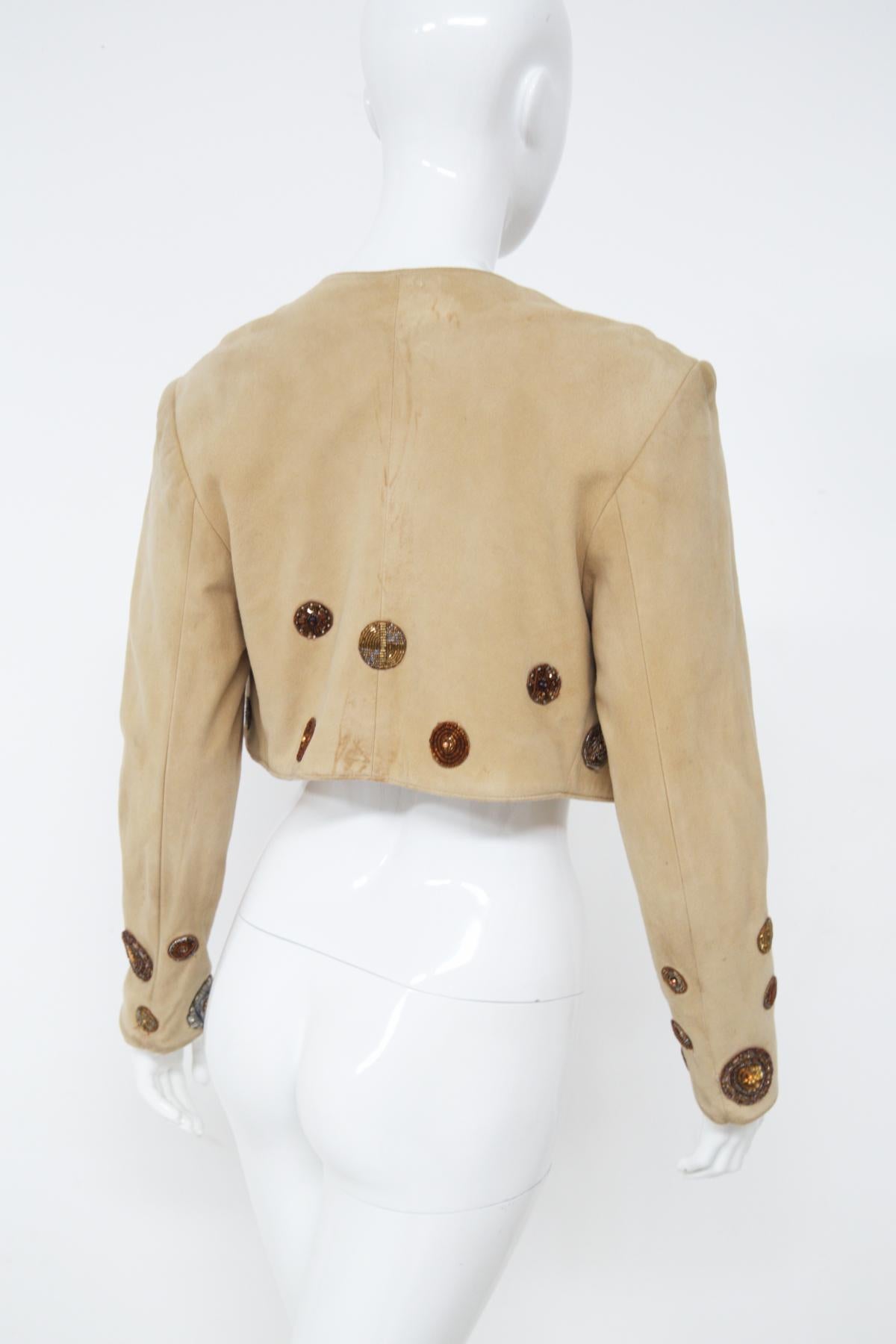 Jean-Claude Jitrois Beaded Suede Jacket For Sale 7
