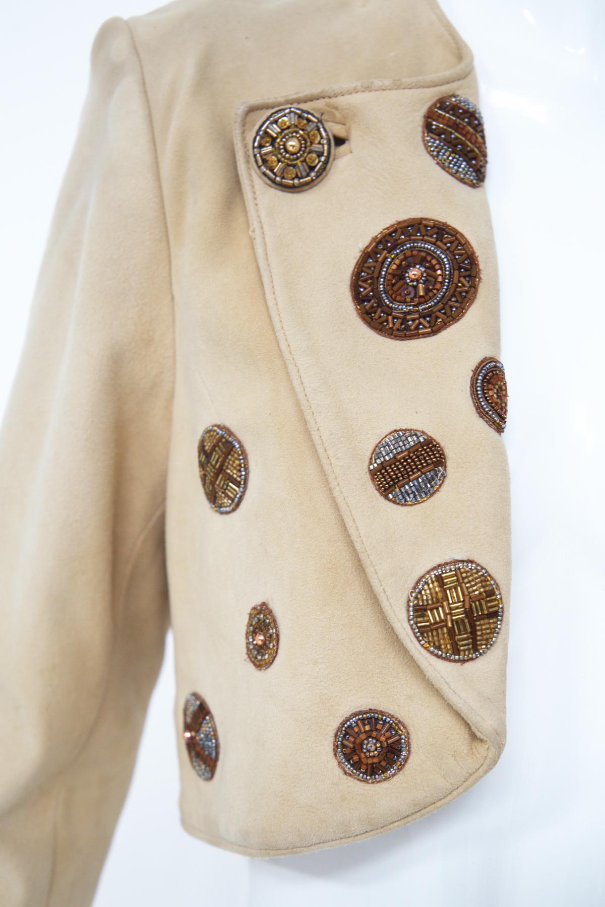 Jean-Claude Jitrois Beaded Suede Jacket For Sale 3