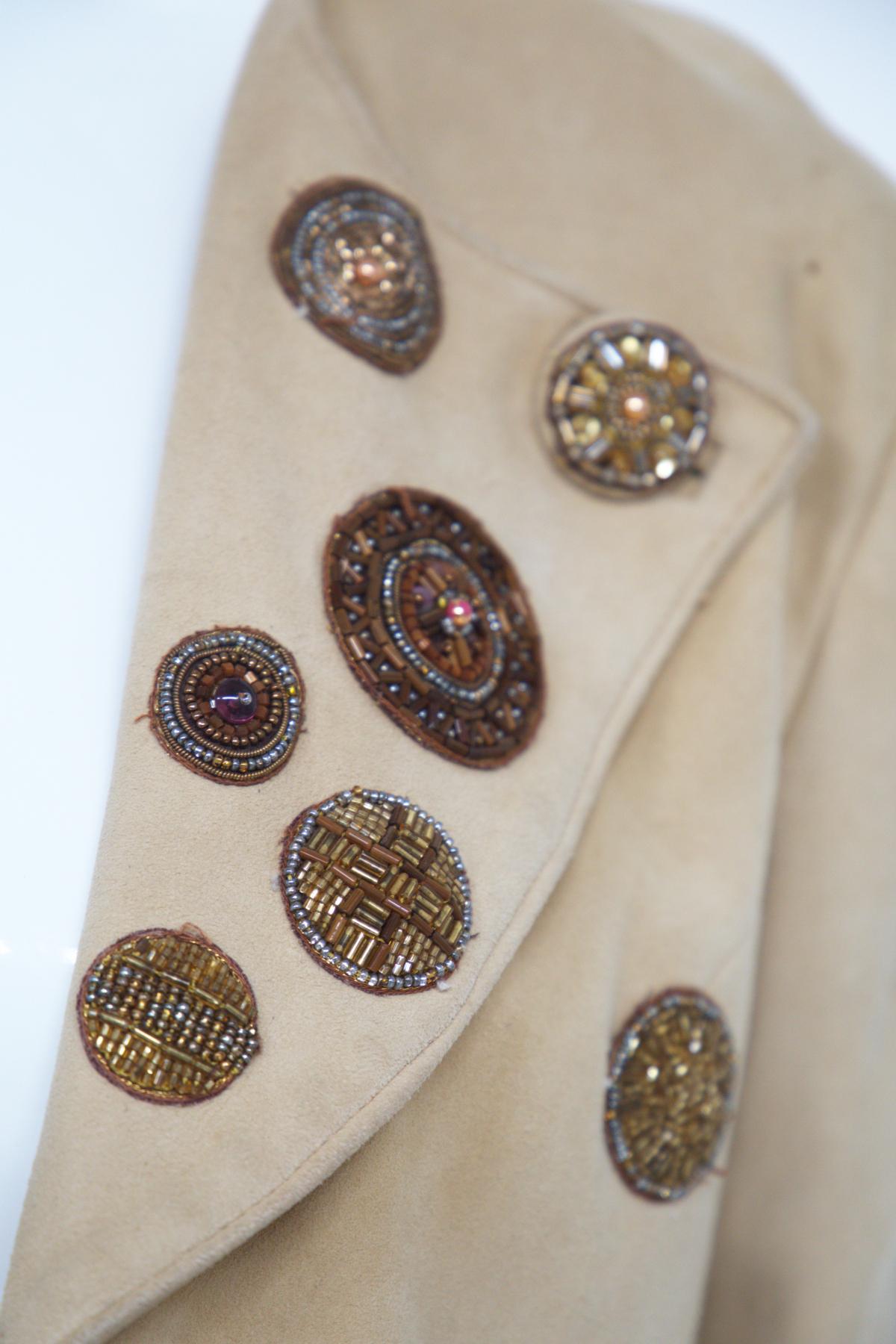 Jean-Claude Jitrois Beaded Suede Jacket For Sale 4