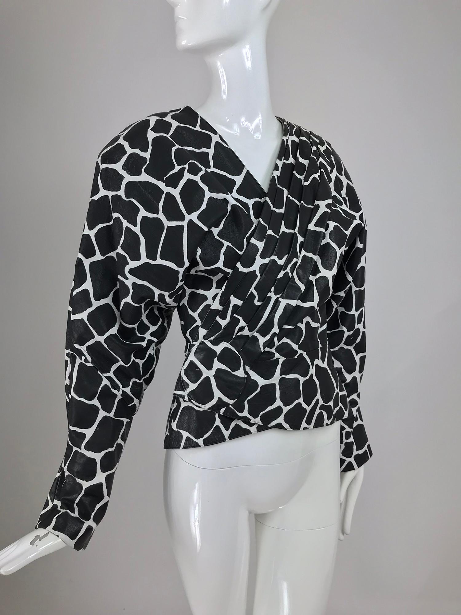 Jean Claude Jitrois Black and White Animal Print Leather Jacket 1980s For Sale 6