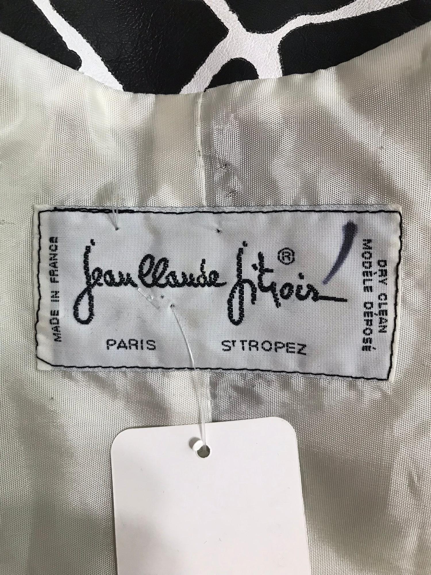 Jean Claude Jitrois Schwarze und weiße Lederjacke mit Tierdruck 1980er im Angebot 8