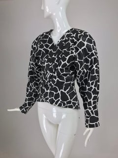 Jean Claude Jitrois Black and White Animal Print Leather Jacket 1980s