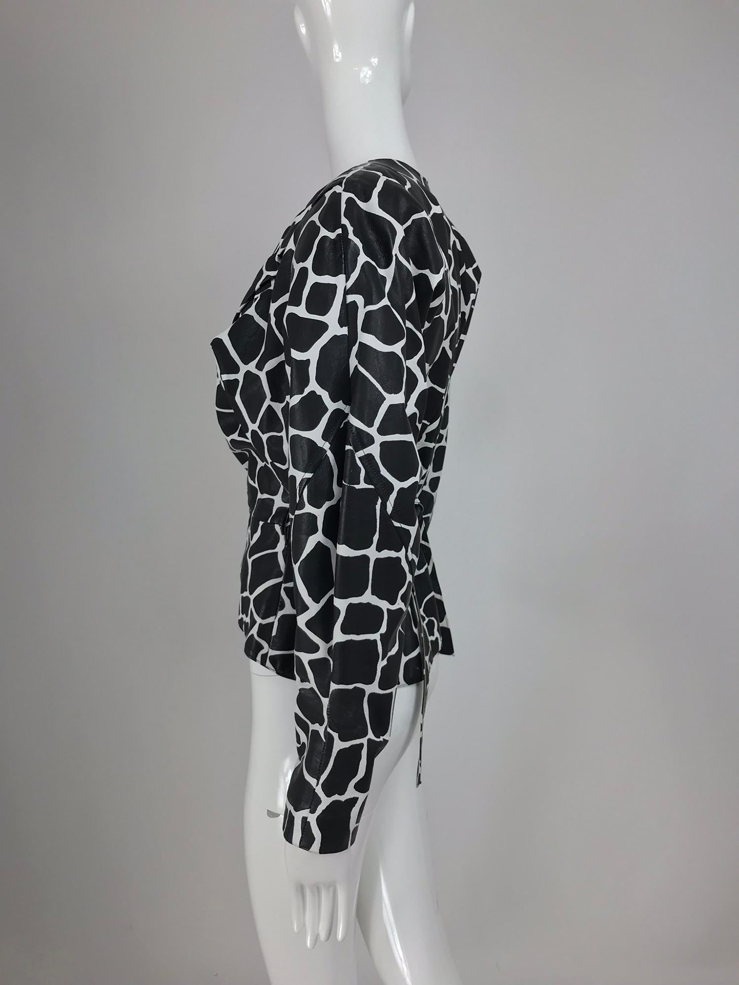 Jean Claude Jitrois Black and White Animal Print Leather Jacket 1980s For Sale 1