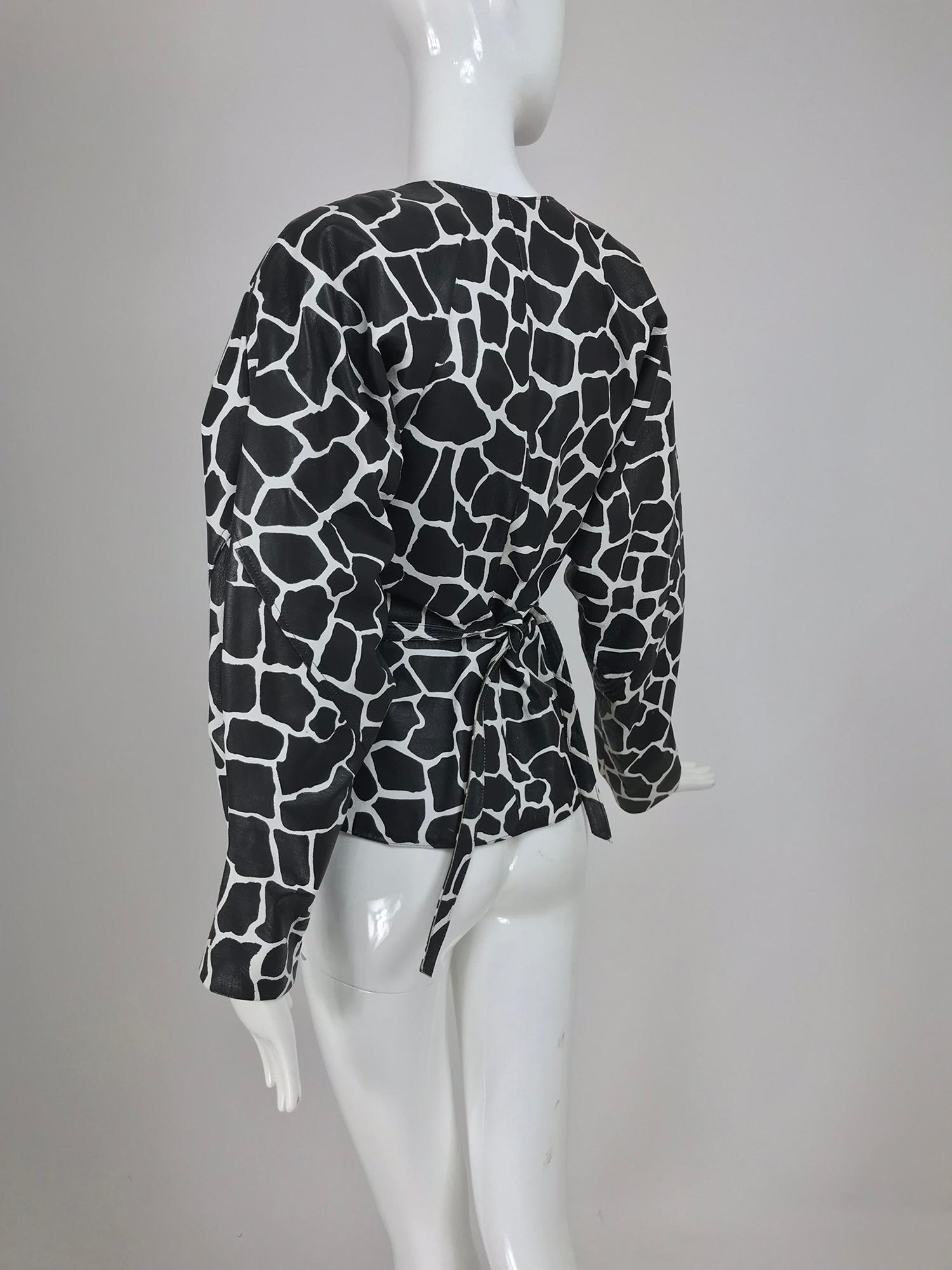 Jean Claude Jitrois Black and White Animal Print Leather Jacket 1980s For Sale 2