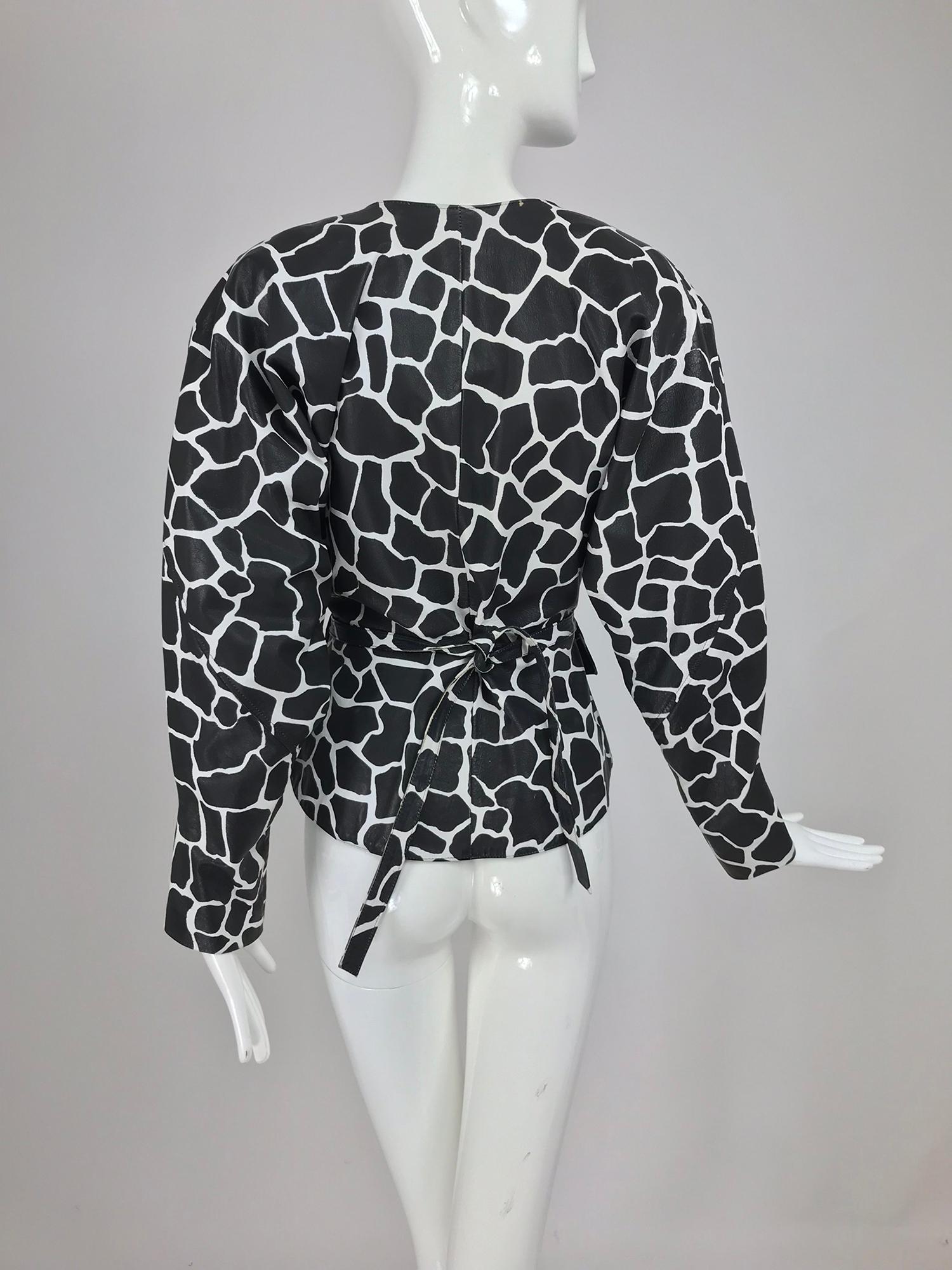Jean Claude Jitrois Black and White Animal Print Leather Jacket 1980s For Sale 3