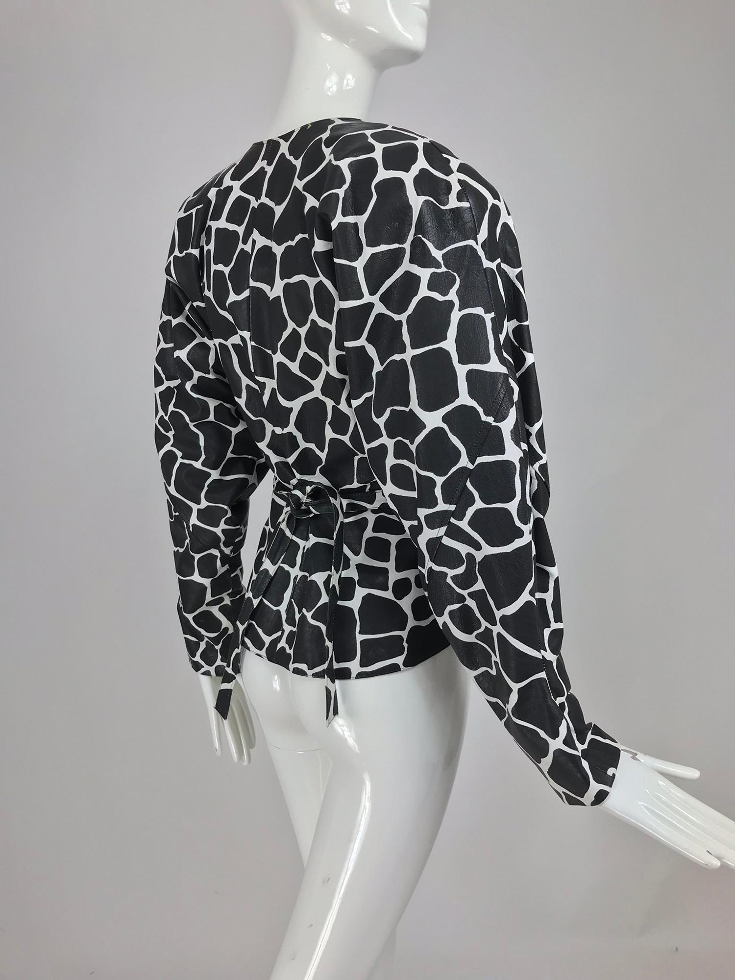 Jean Claude Jitrois Black and White Animal Print Leather Jacket 1980s For Sale 4