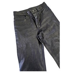 Jean-Claude Jitrois Pantalón recto vintage de piel de cordero negra Años 90