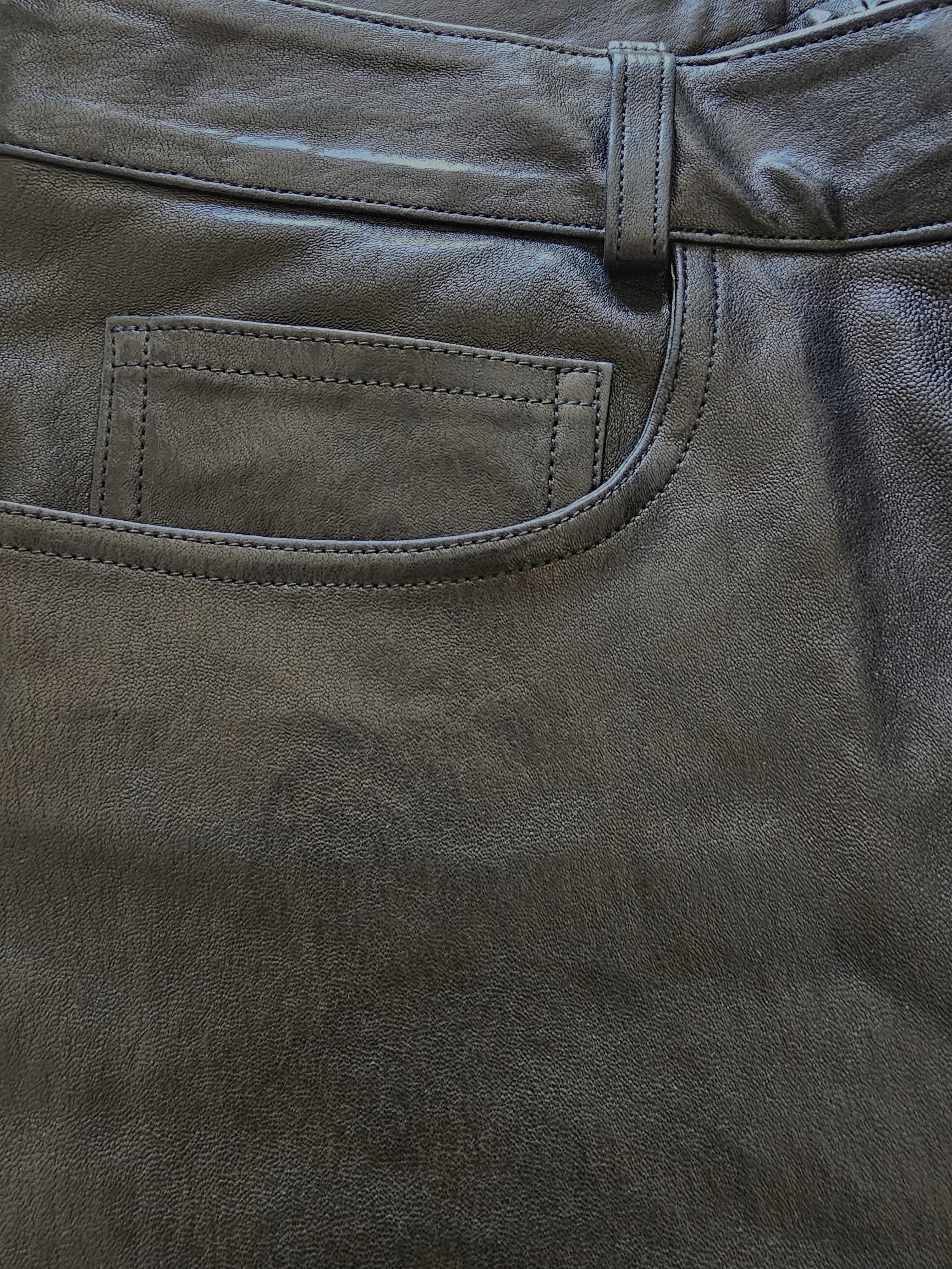 Jean Claude Jitrois Black Lambskin Leather Straight Vintage Pants 1990s For Sale 9