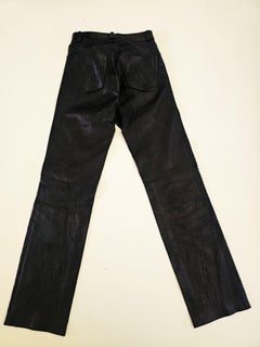 Jean Claude Jitrois Black Lambskin Leather Straight Vintage Pants 1990s