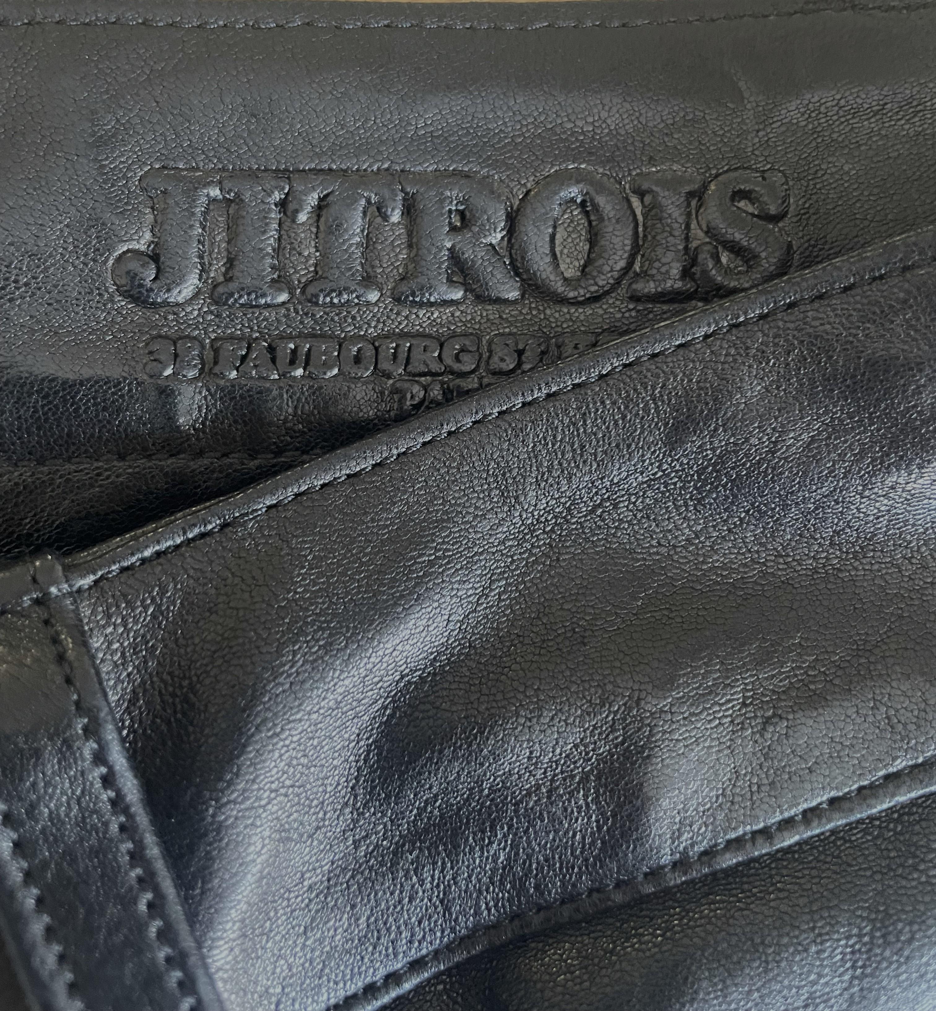 Jean Claude Jitrois Black Lambskin Leather Straight Vintage Pants 1990s For Sale 1