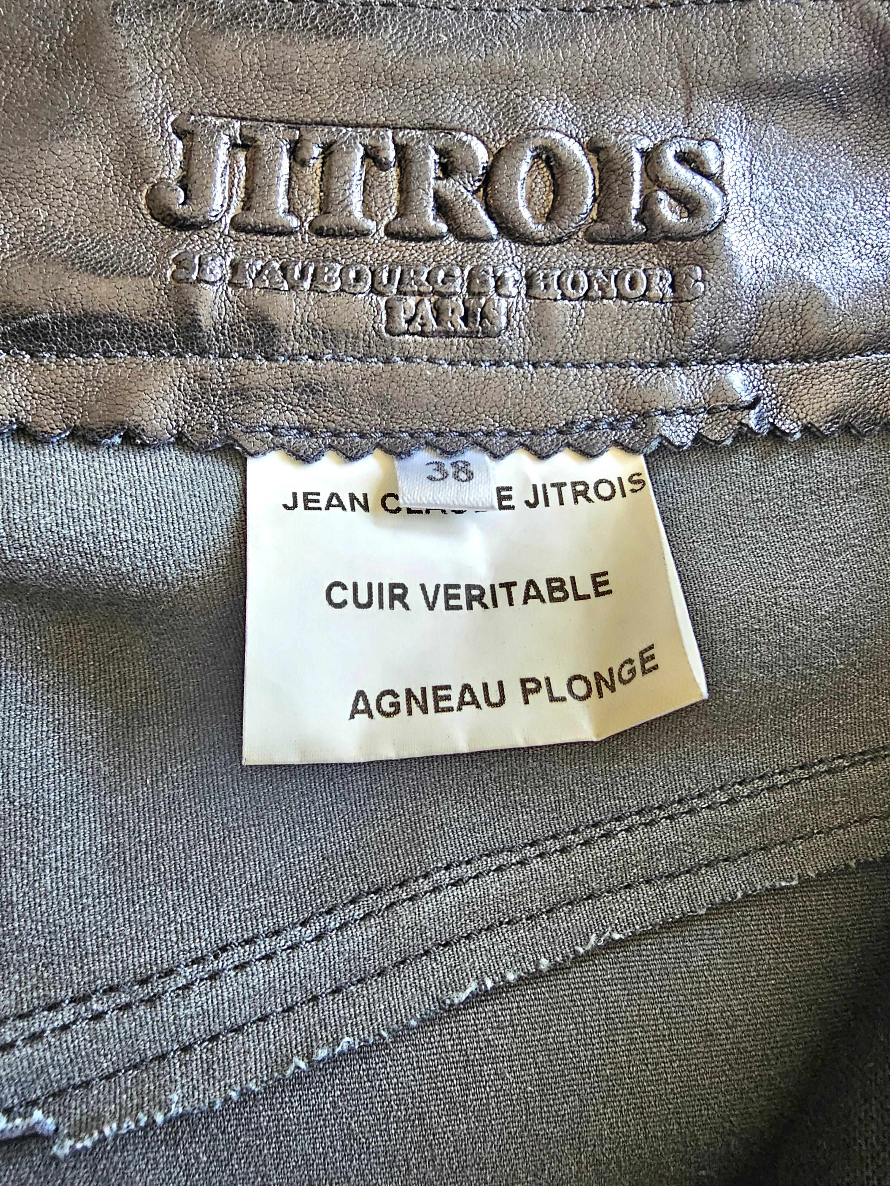 Women's Jean Claude Jitrois Black Lambskin Leather Straight Vintage Pants 1990s For Sale