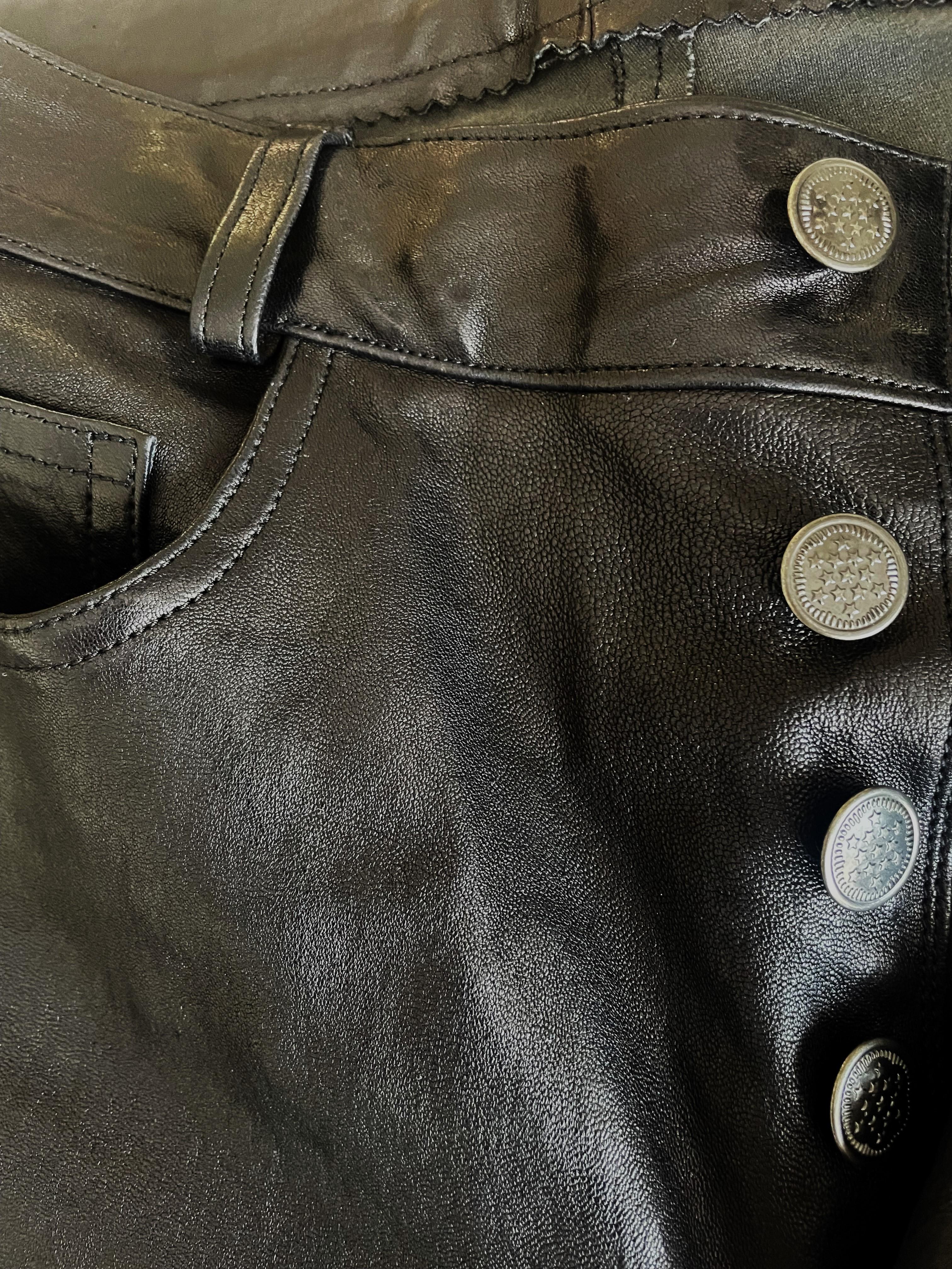 Jean Claude Jitrois Black Lambskin Leather Straight Vintage Pants 1990s For Sale 4