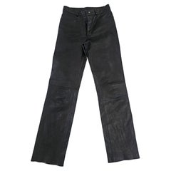 Jean Claude Jitrois Black Lambskin Leather Straight Vintage Pants 1990s