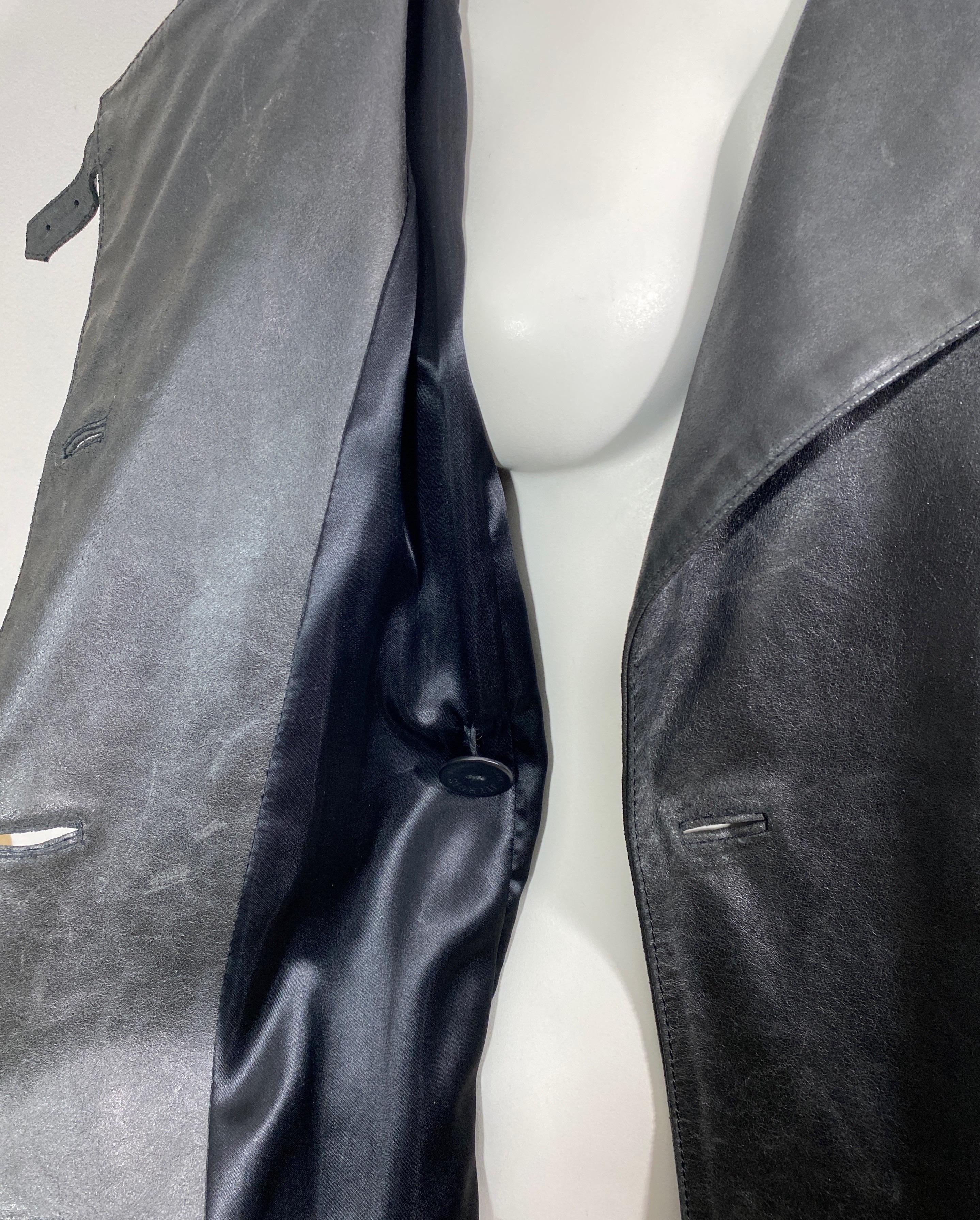 Jean Claude Jitrois Black Nappa Leather Coat with Fox-Size 38 For Sale 12
