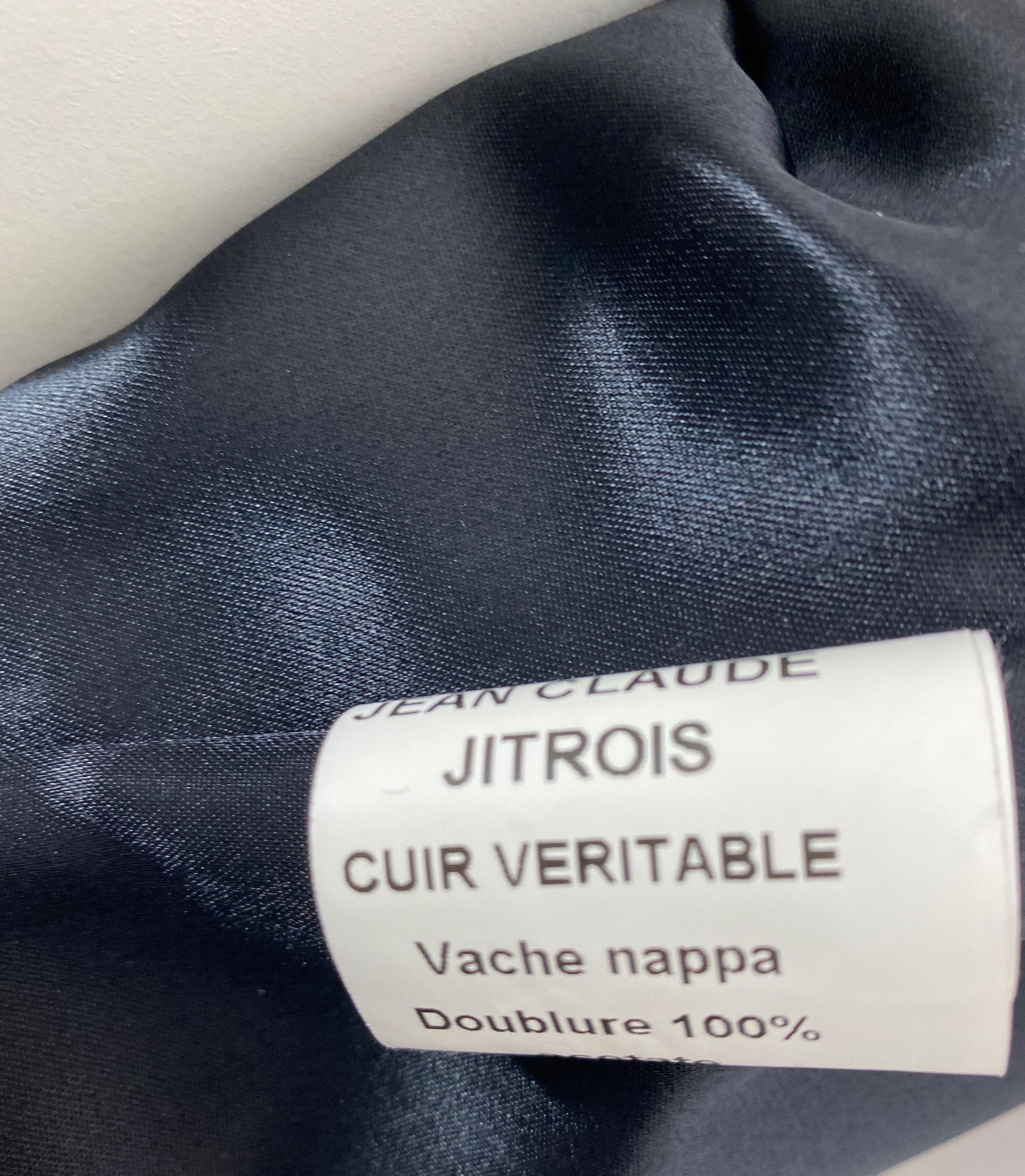 Jean Claude Jitrois Manteau en cuir nappa noir avec renard - Taille 38 en vente 14