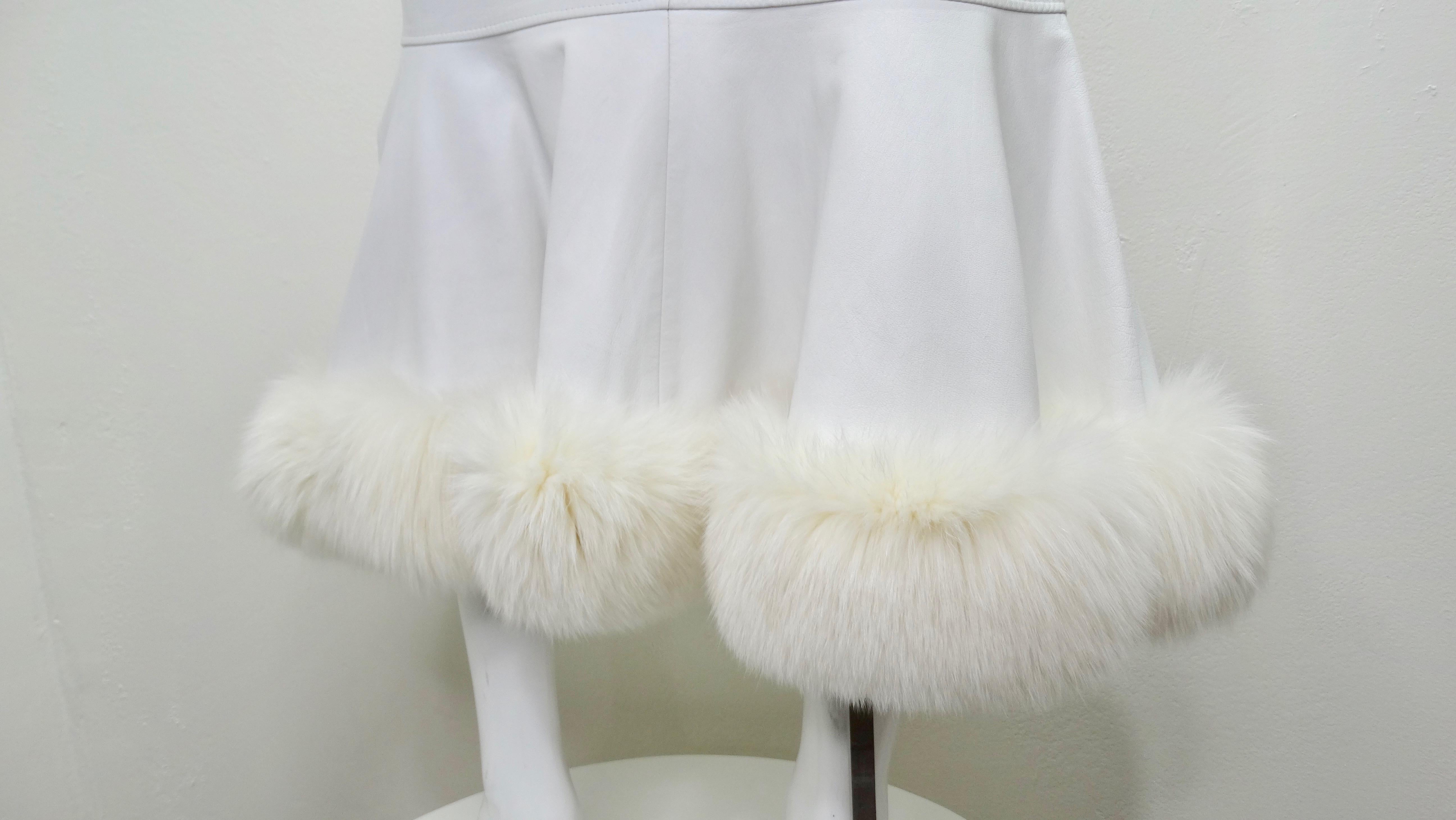 Jean-Claude Jitrois Couture Leather Fur Trim Skirt For Sale 4