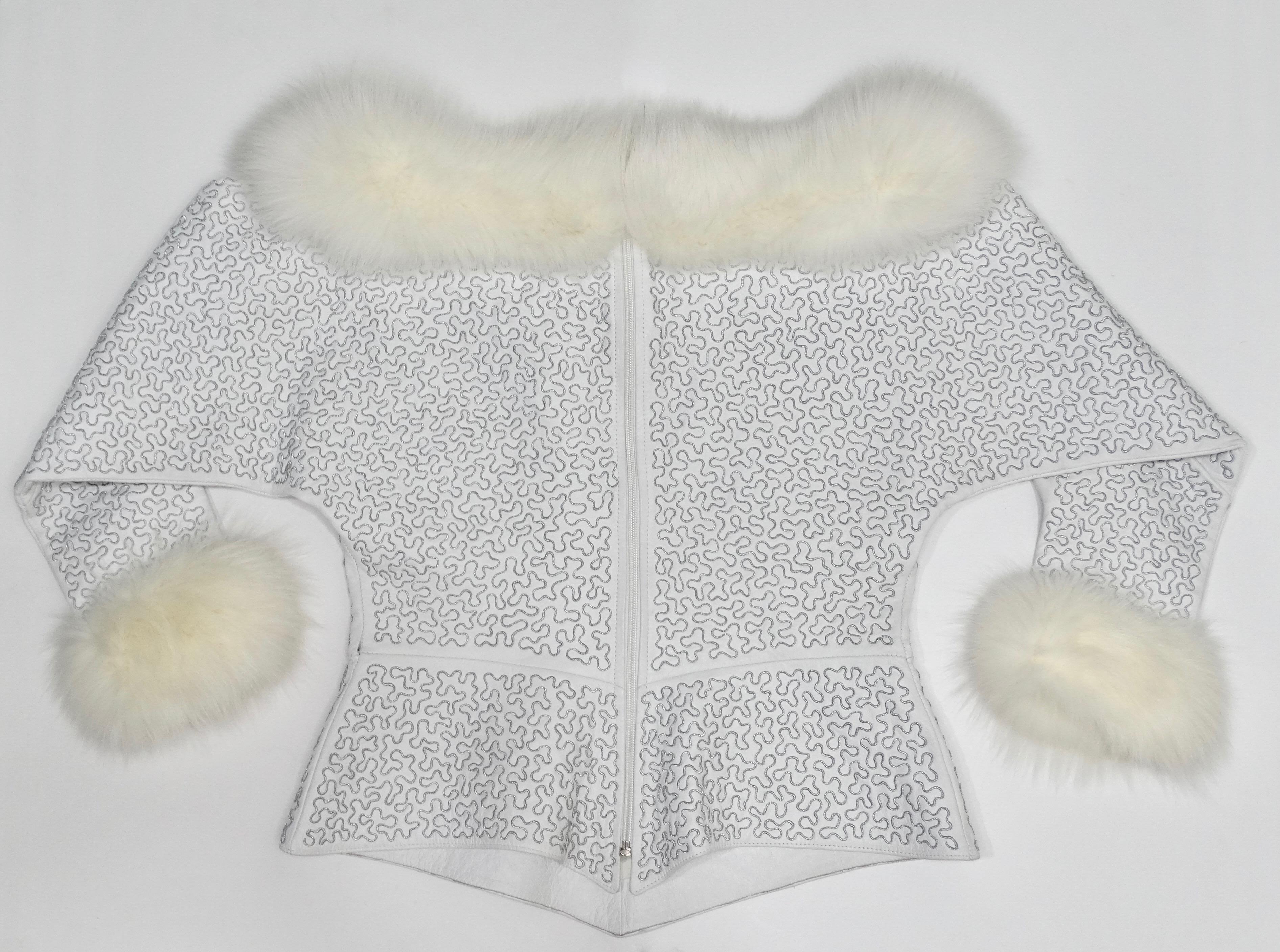 Women's or Men's Jean-Claude Jitrois Couture White Leather Top For Sale