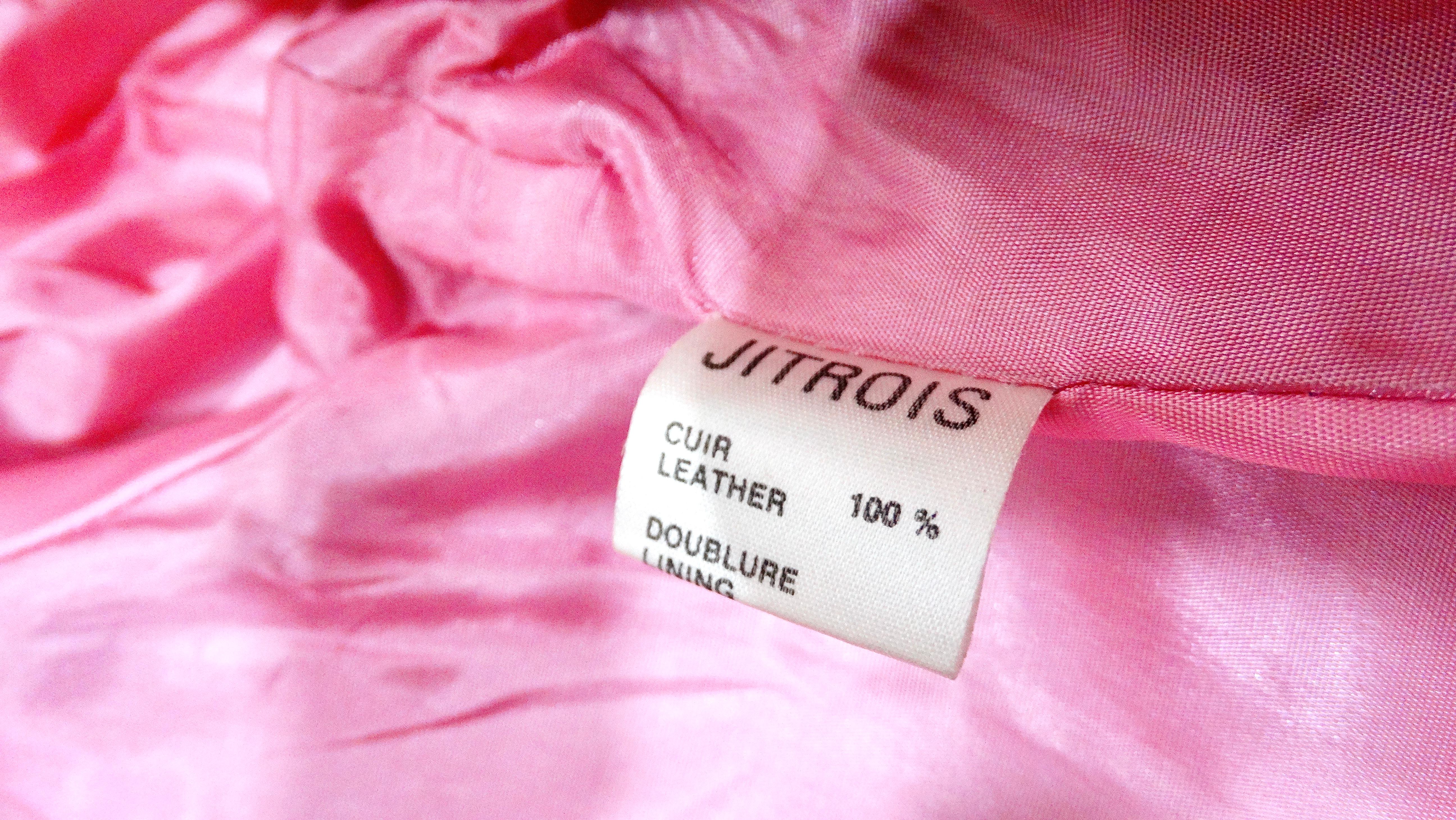 Jean Claude Jitrois Fuchsia Floral Leather Cropped Jacket circa 1990s Numbered For Sale 6