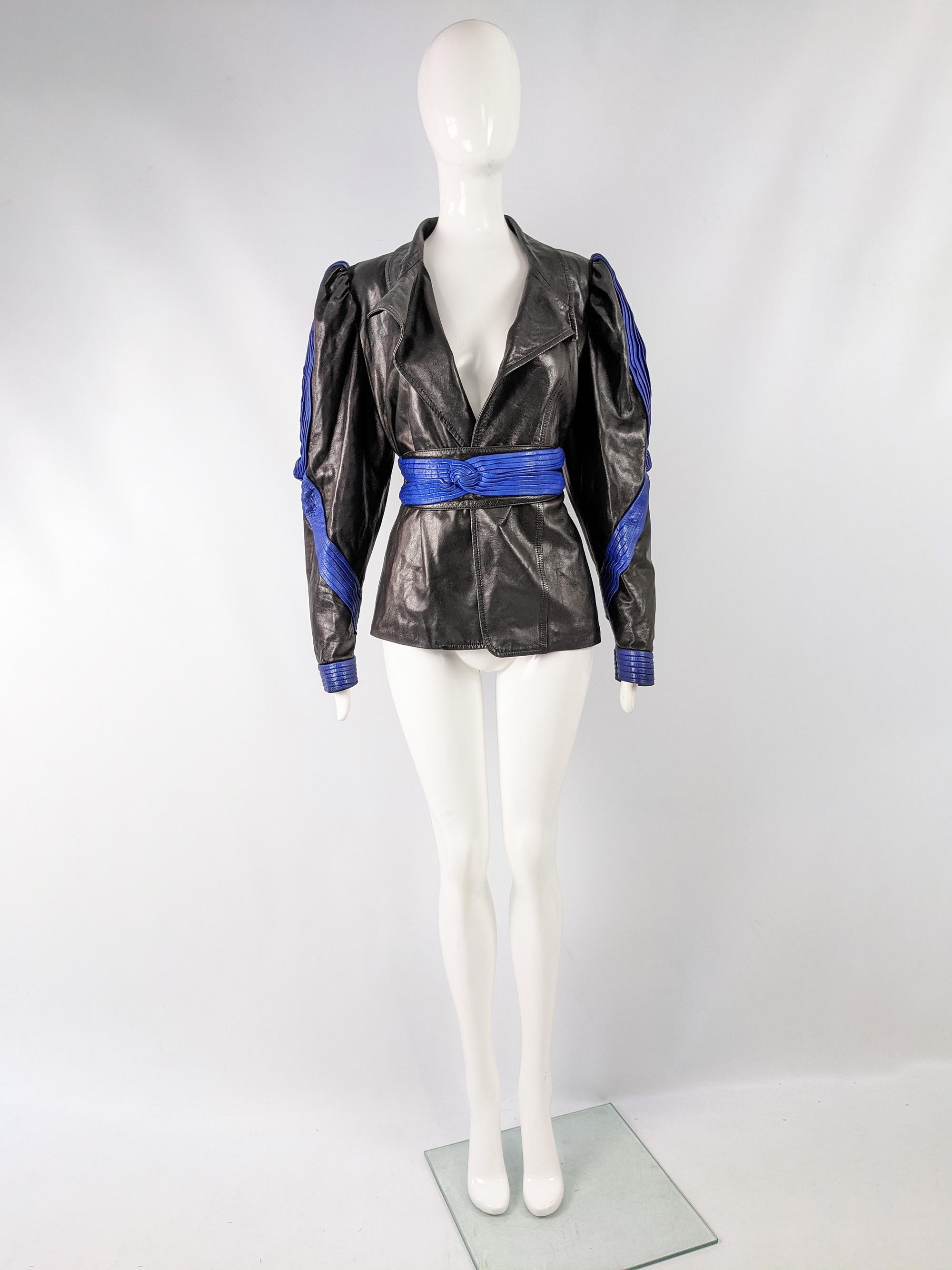 An amazing and rare vintage jacket from the 80s by luxury French designer, Jean Claude Jitrois who was legendary for his leather designs (in his career he developed stretch leather and dressed everyone from Elizabeth Taylor and Cher to Mike Tyson).