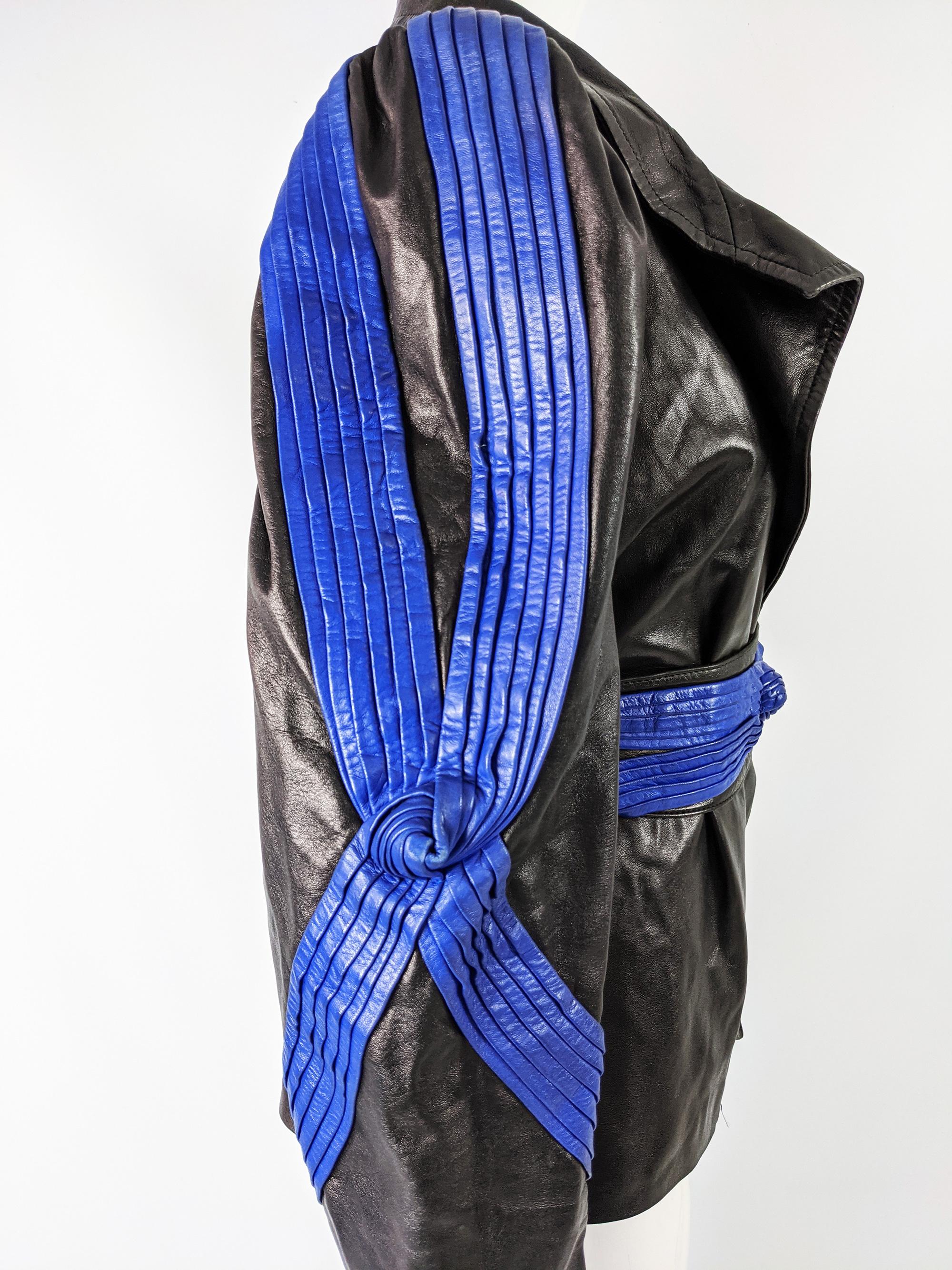 Black Jean Claude Jitrois Incredible Vintage Leather Jacket 1980s For Sale