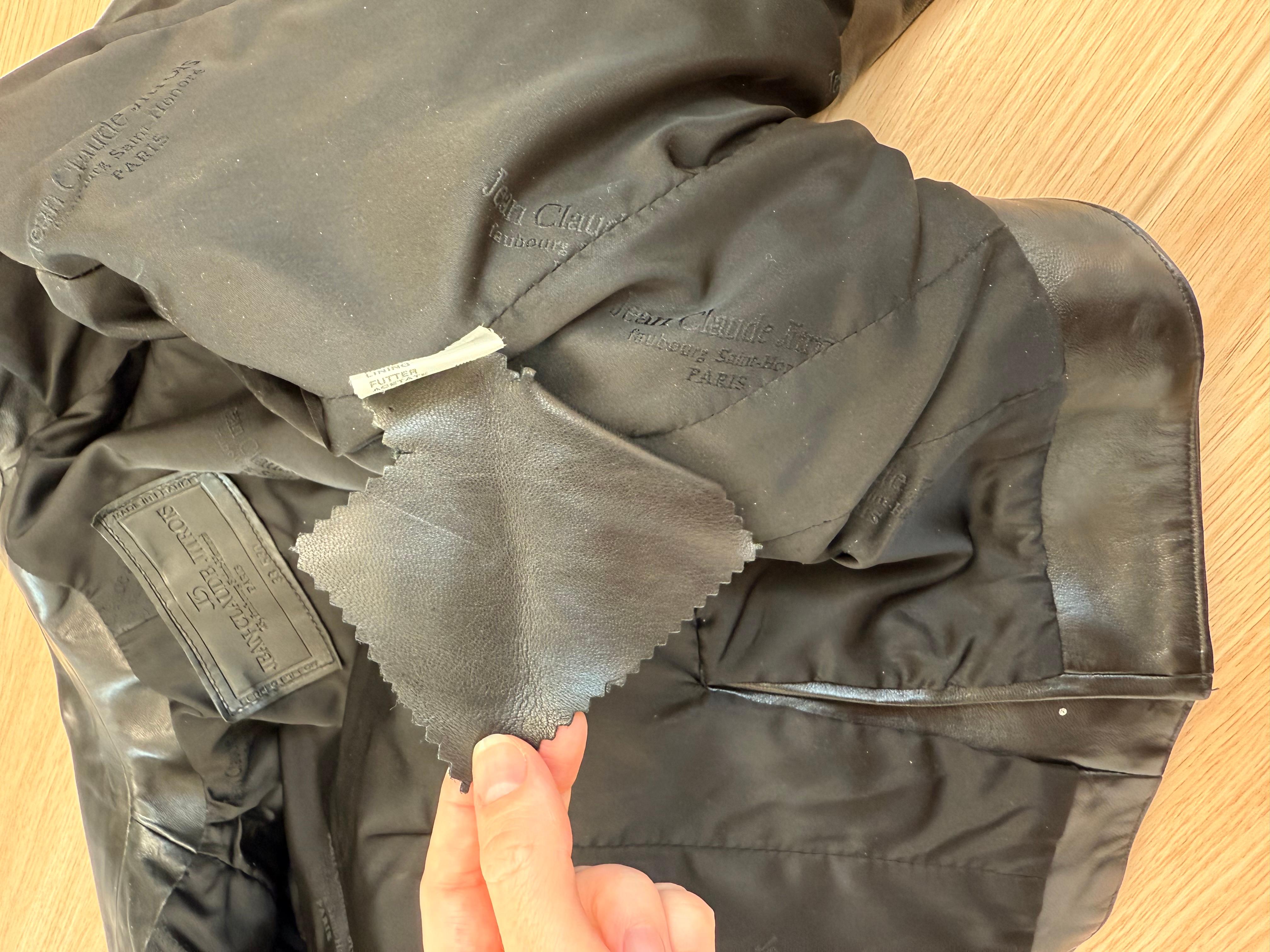 Jean-Claude JITROIS Late 80's/Early 90's Black Leather Jacket w. Gold Buttons For Sale 7