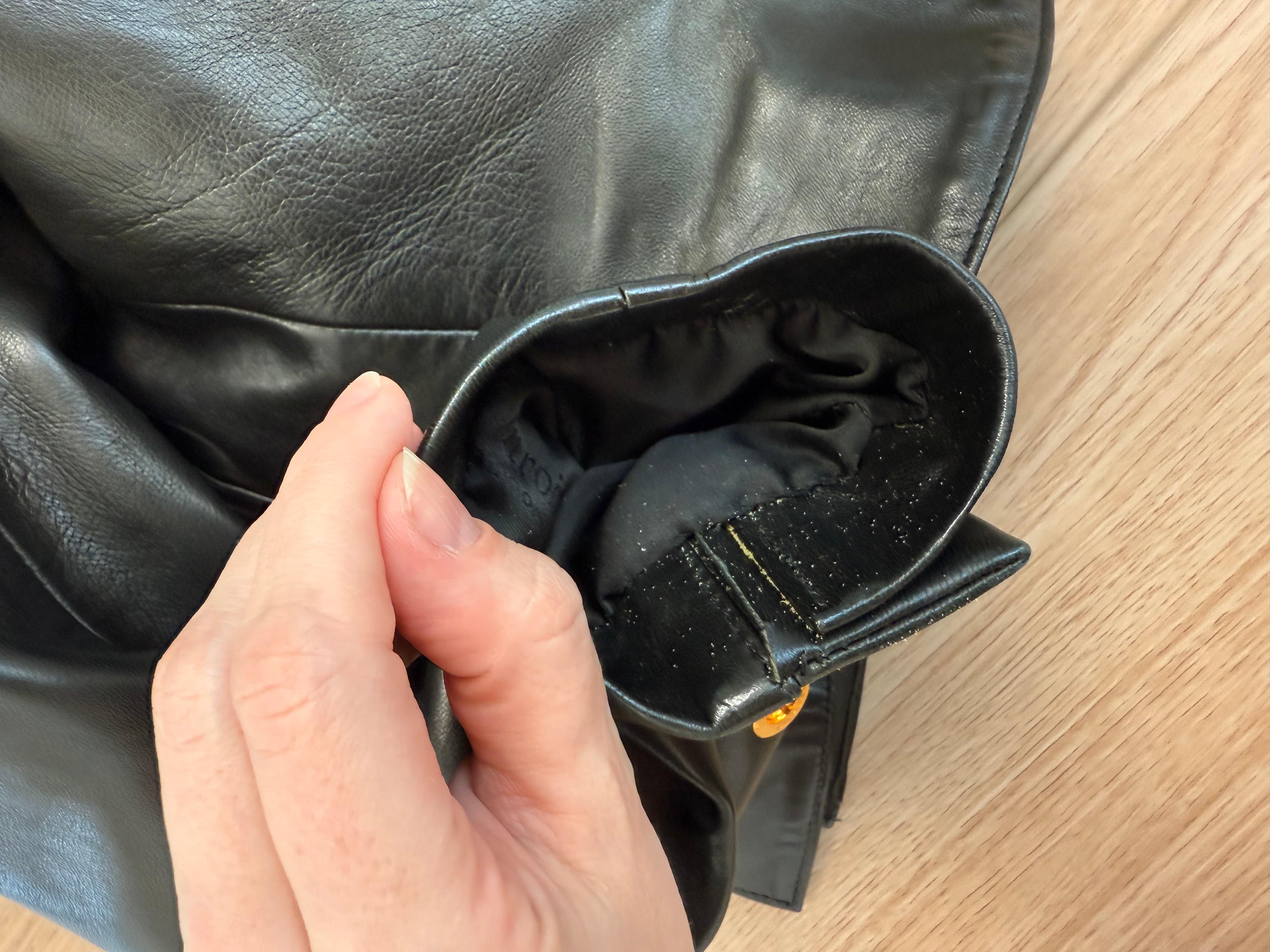 Jean-Claude JITROIS Late 80's/Early 90's Black Leather Jacket w. Gold Buttons For Sale 8