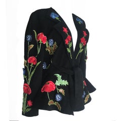 Jean-Claude Jitrois Lesage 3D Floral Leather Jacket 1987