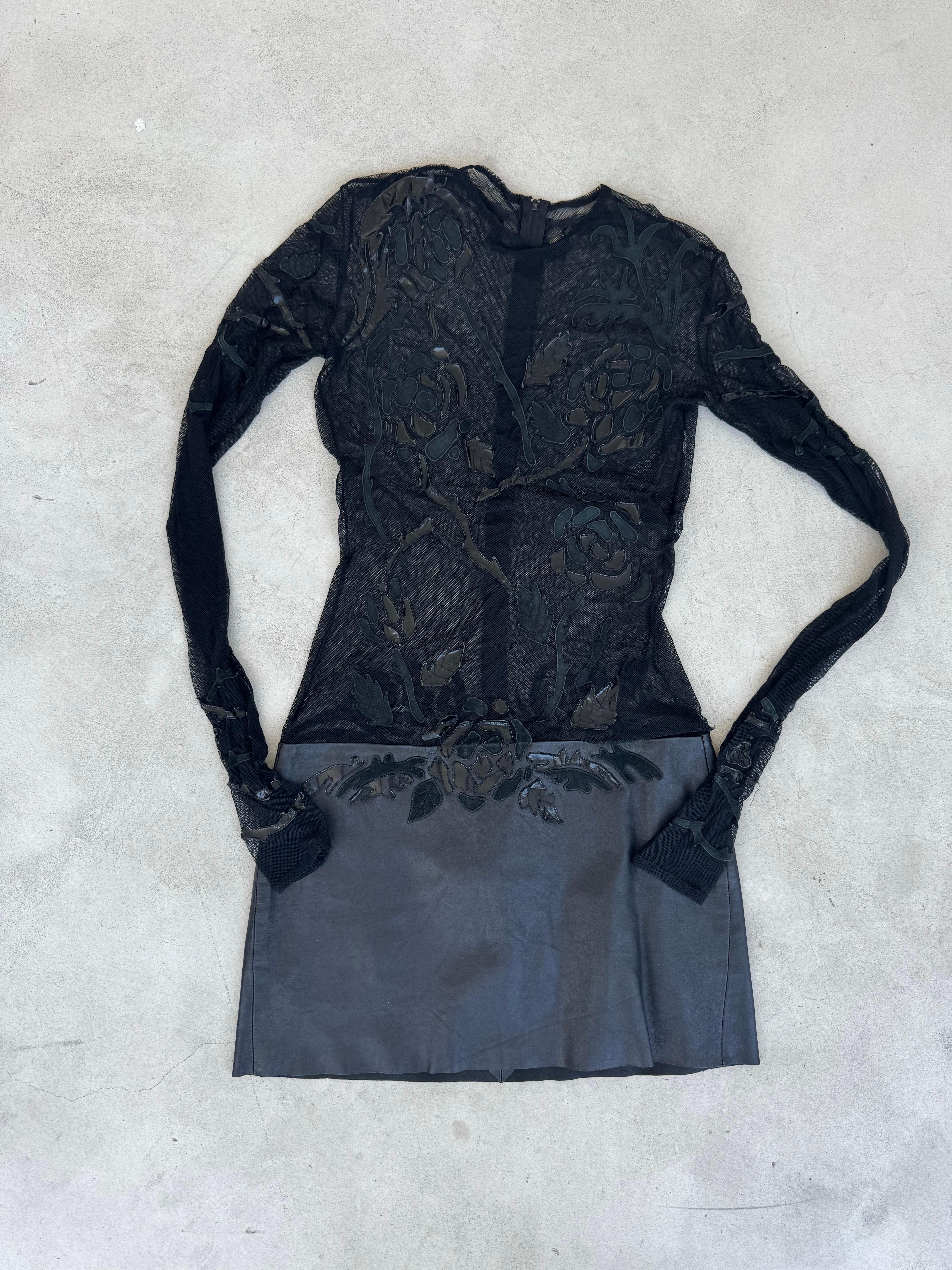 Jean-Claude Jitrois Vintage 2012 Collectional Robe en cuir et maille noire embellie en vente 5