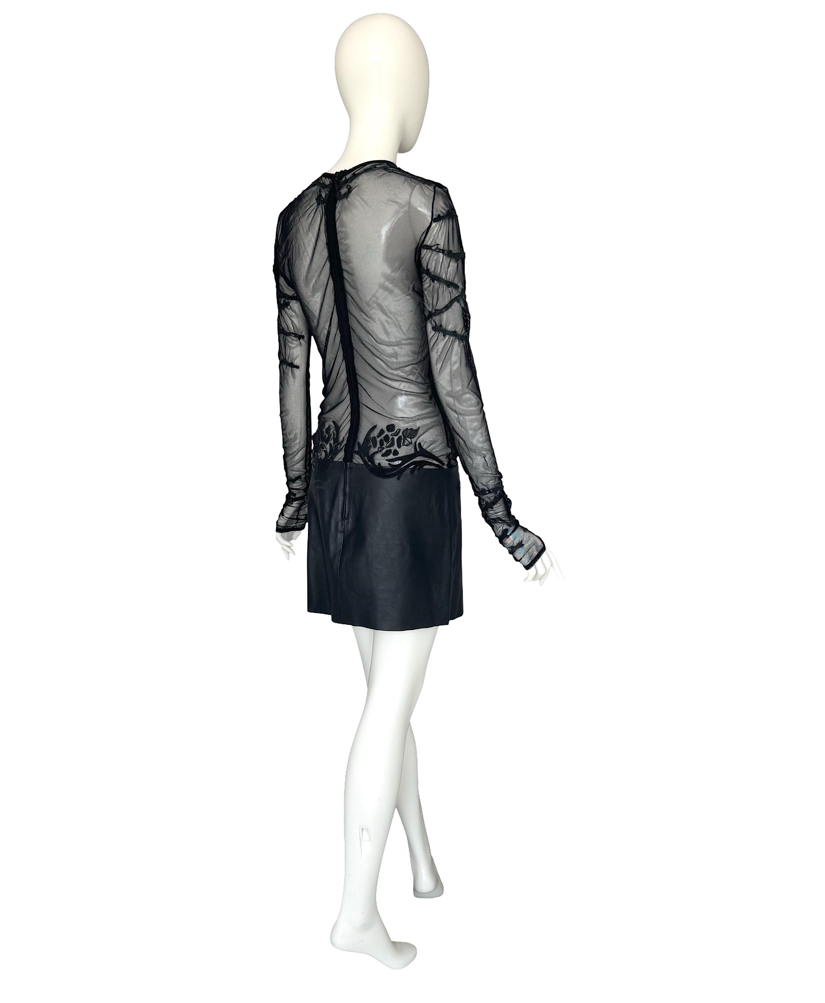 Jean-Claude Jitrois Vintage 2012 Collectional Robe en cuir et maille noire embellie Excellent état - En vente à Antwerpen, Vlaams Gewest