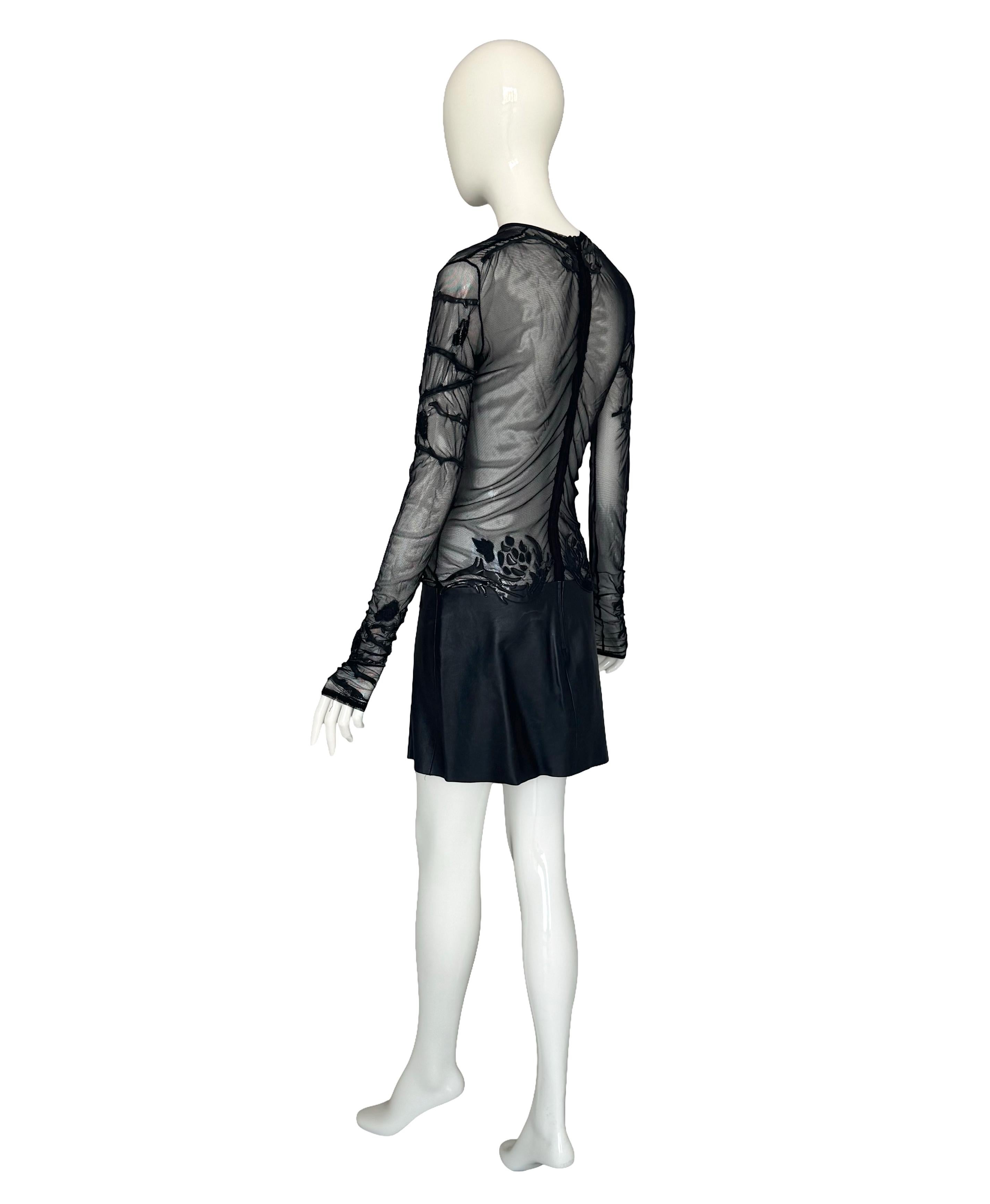 Jean-Claude Jitrois Vintage 2012 Collectional Robe en cuir et maille noire embellie en vente 1